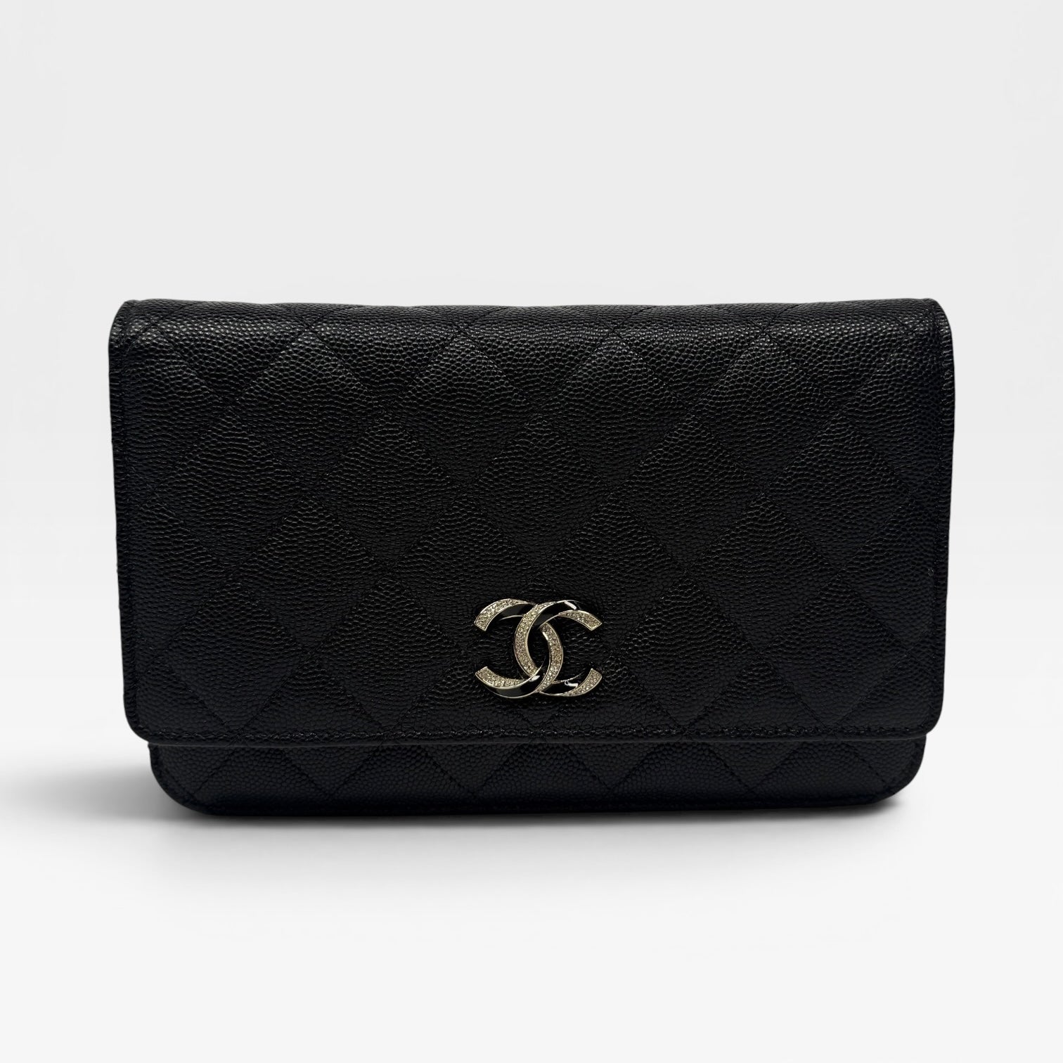 Chanel Wallet On Chain Black Caviar Leather With Gold Hardware