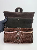 Chanel Medium Double Flap Bag In Brown Python With SHW