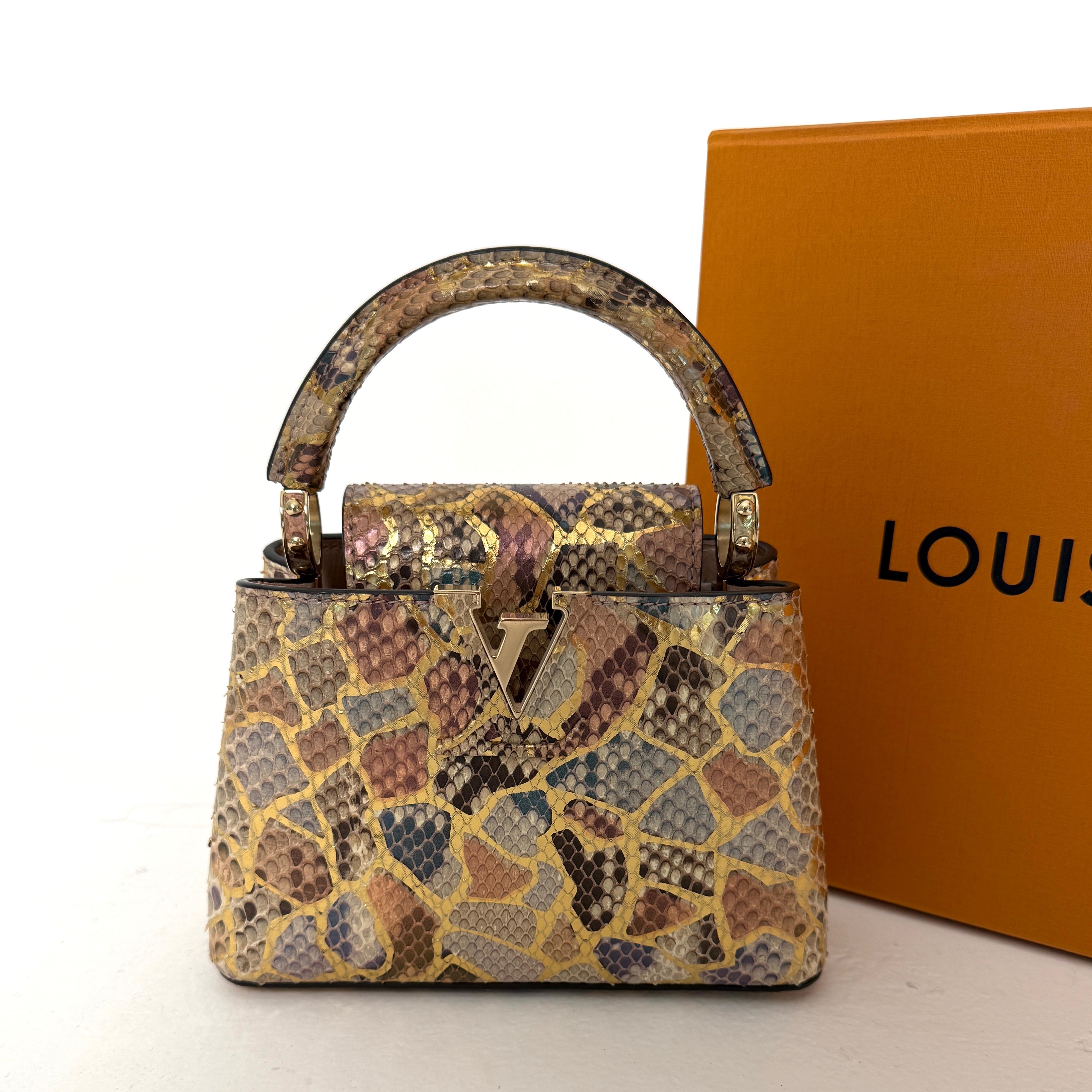 Louis Vuitton Capucines BB In Gold Python