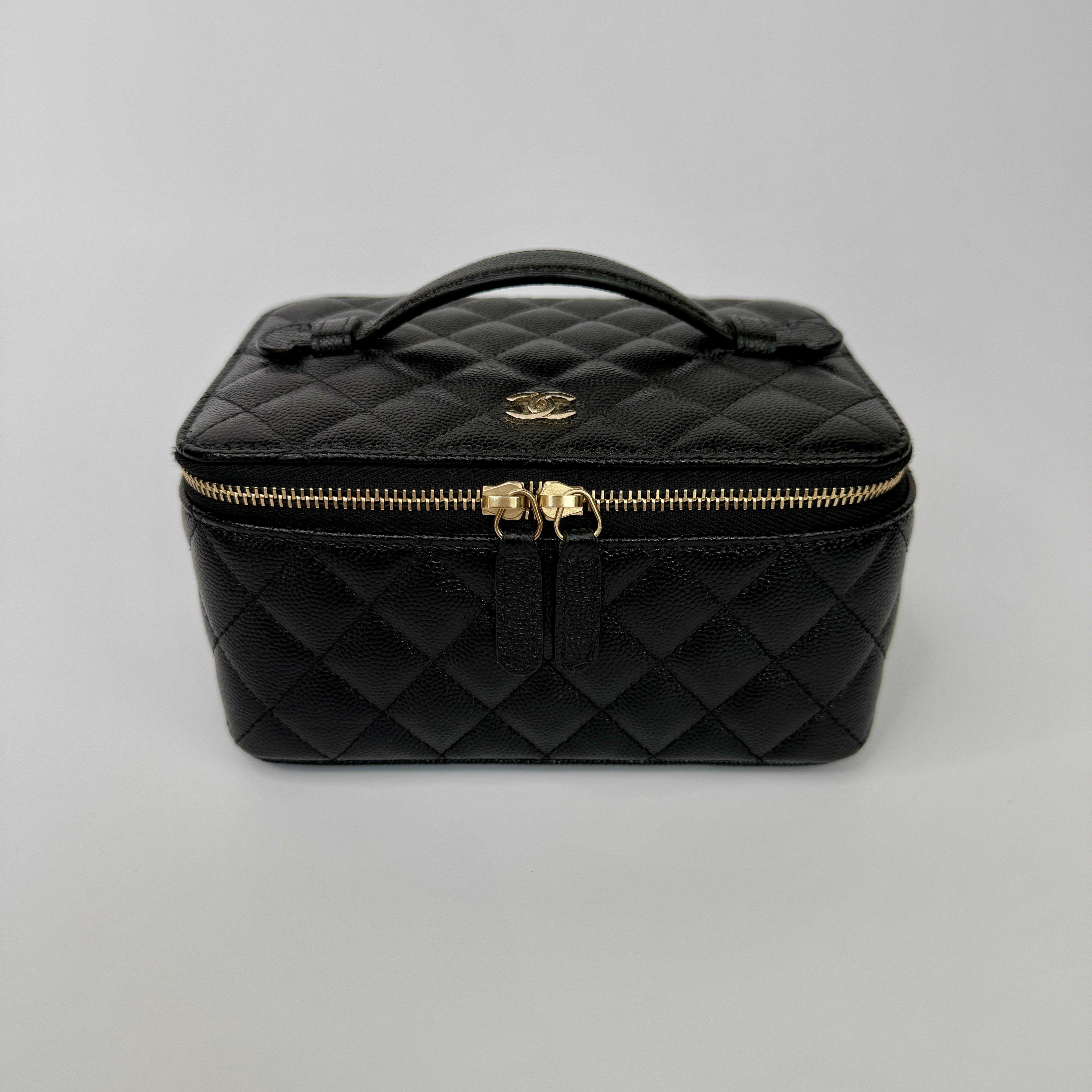 Chanel Vanity Case In Black Caviar Leather With Gold Hardware
Pre Loved & Authentic