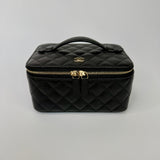 Chanel Vanity Case In Black Caviar Leather With GHW