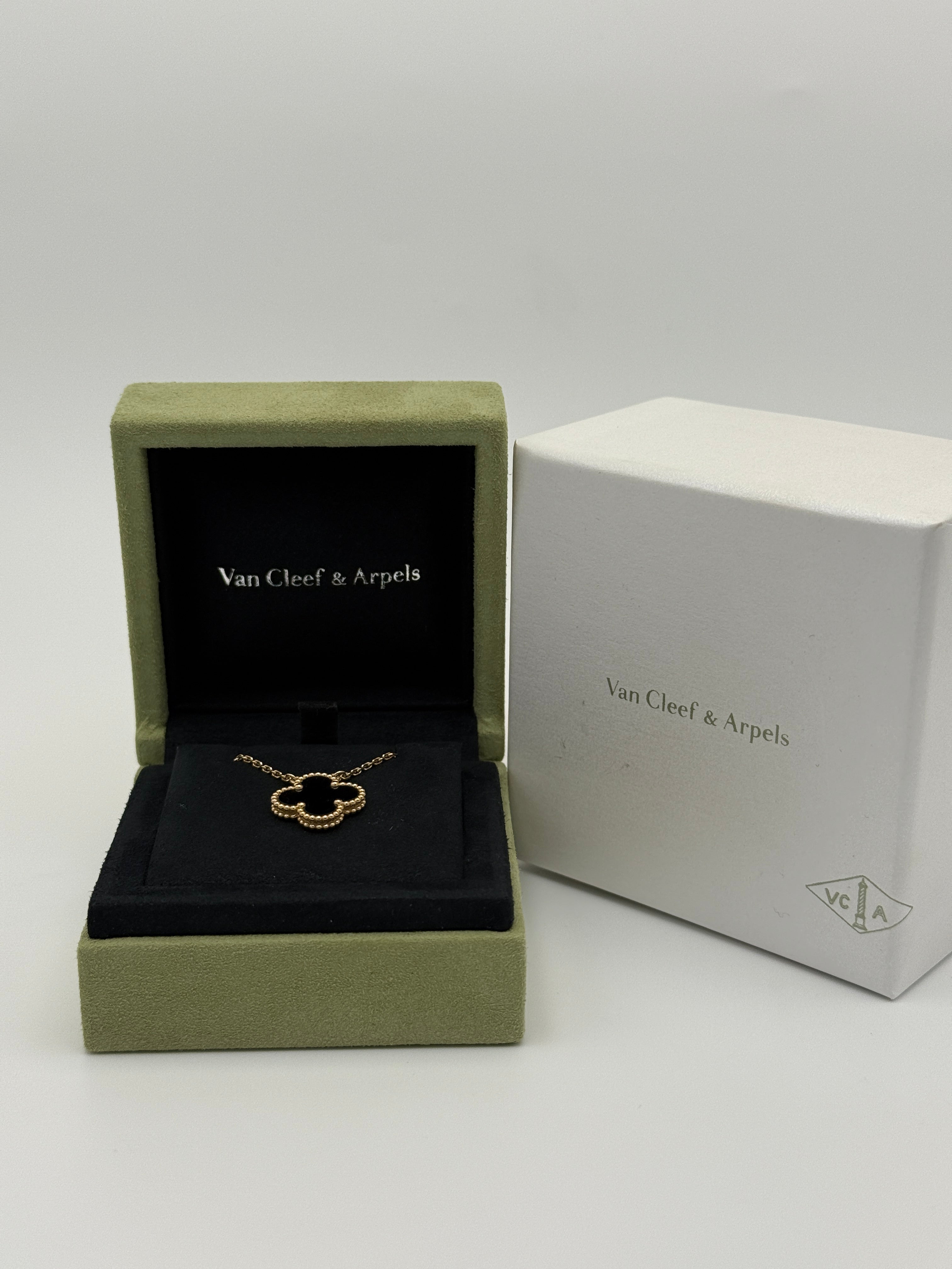 Van Cleef & Arpels Vintage Alhambra Gold And Onyx Pendant