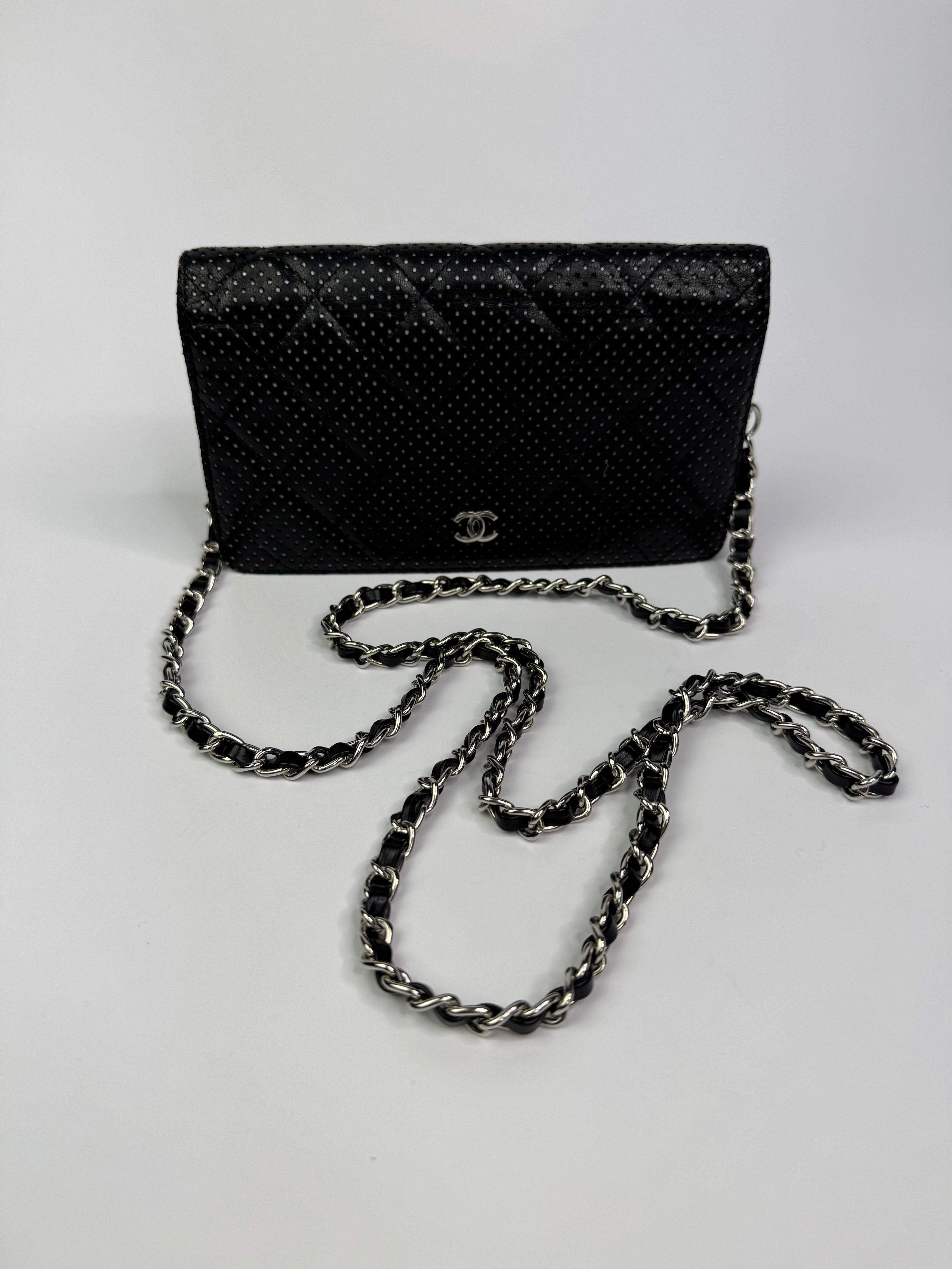 Chanel Wallet On Chain In Black Perforated Lambskin Silver Hardware
Pre Loved & Authentic