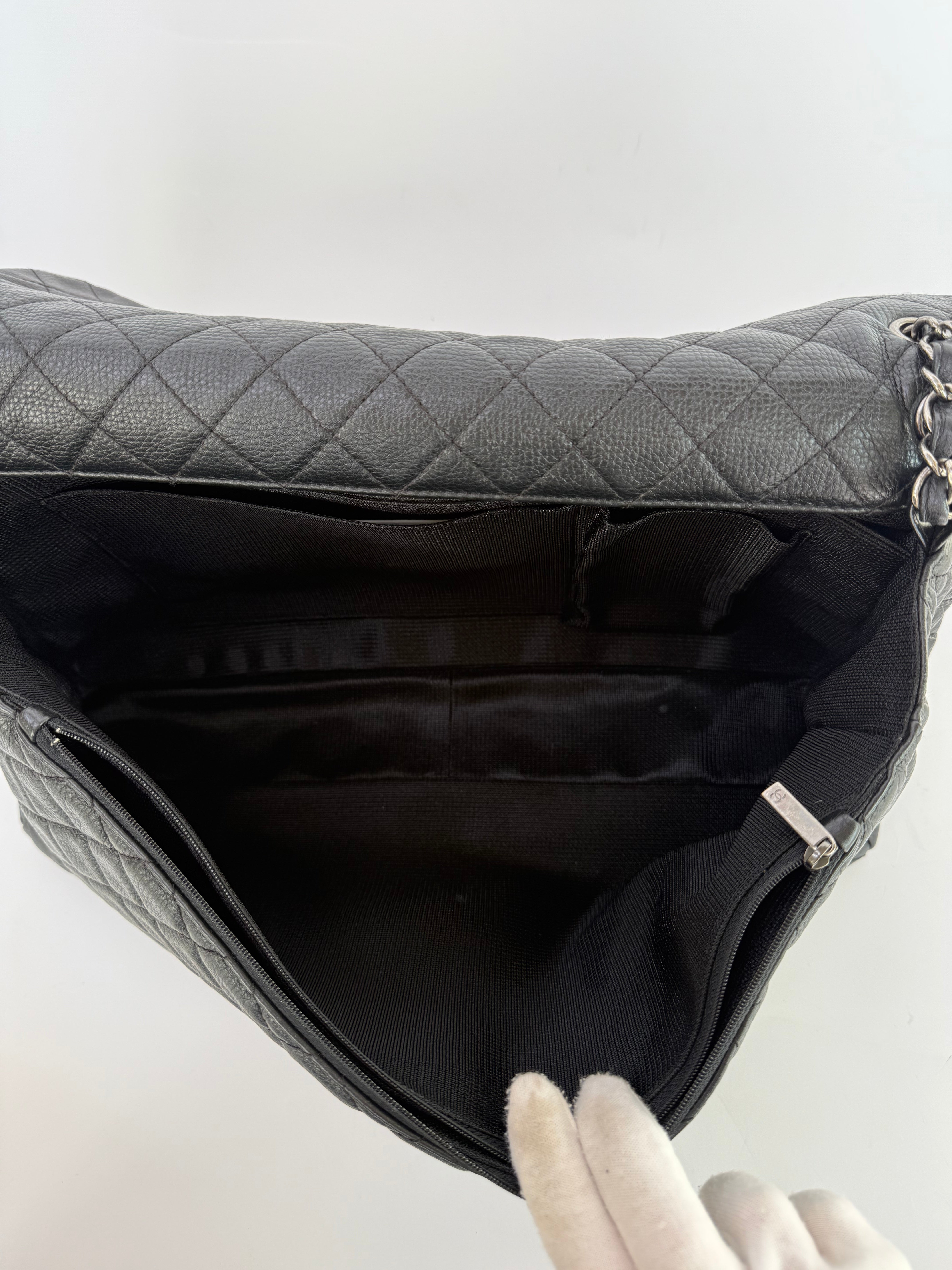 Chanel Airline XXL Classic Flap In Black Calfskin With RHW
