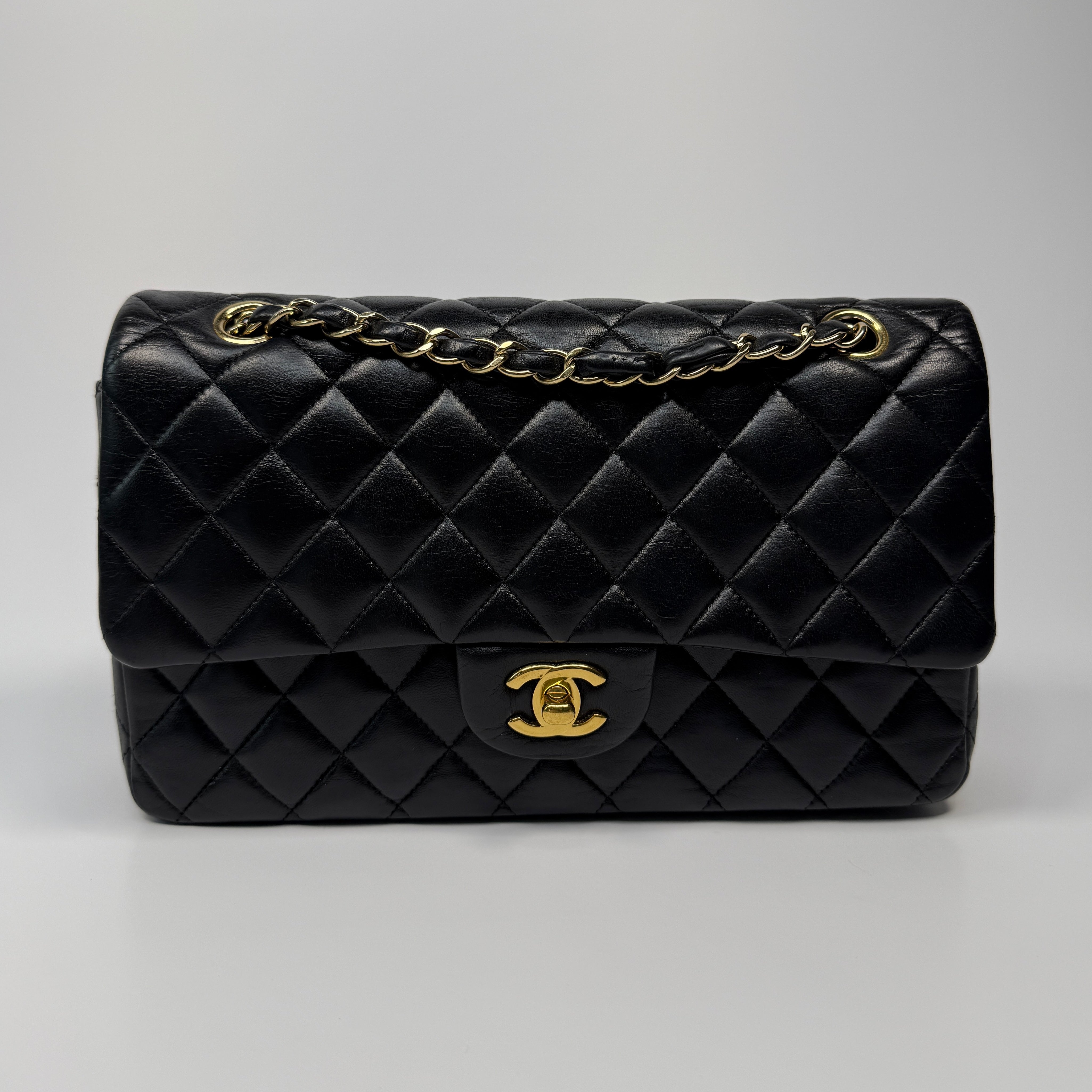 Chanel Medium Classic Double Flap Black Lambskin With Gold Hardware
Pre Loved & Authentic