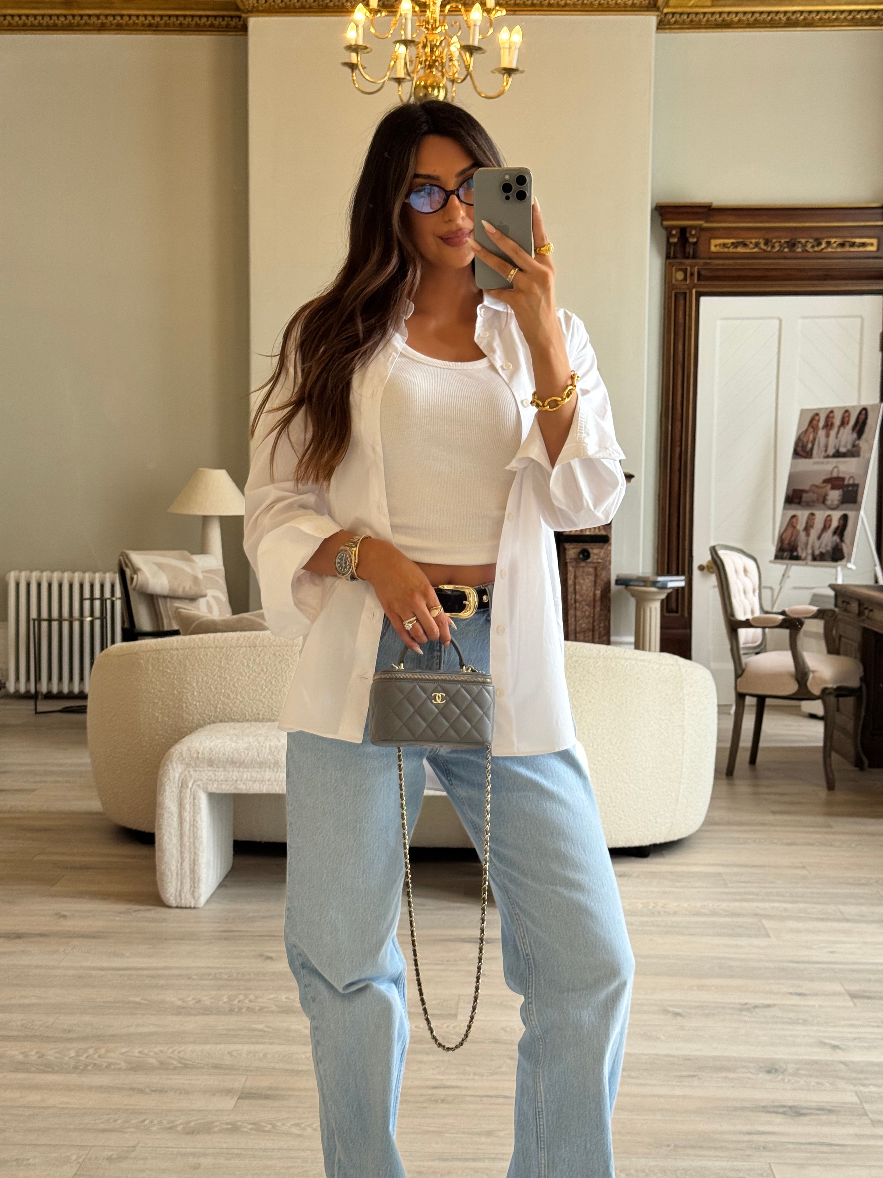 Chanel Vanity Rectangular with Top Handle Grey Lambskin GHW