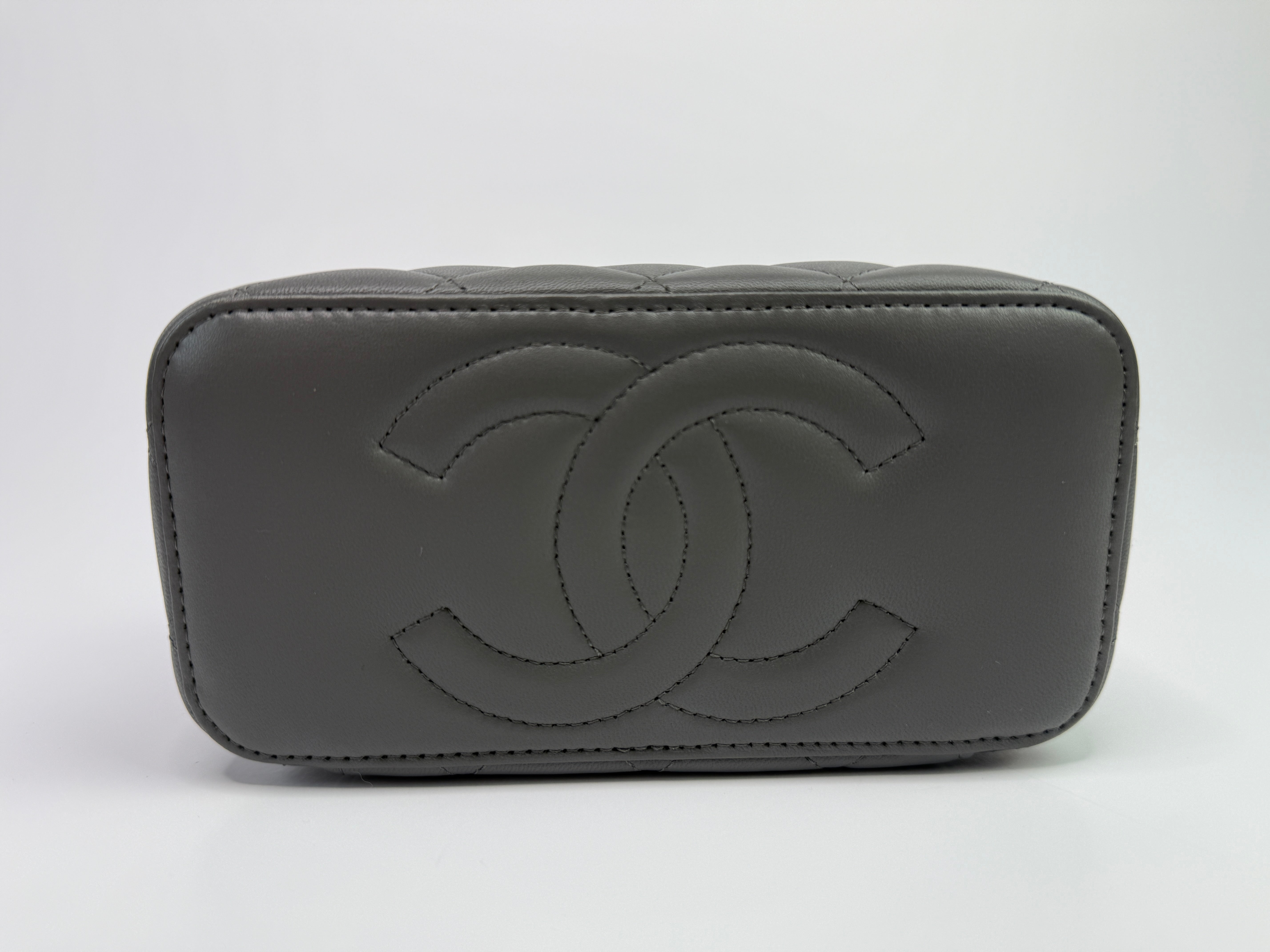 Chanel Vanity Rectangular with Top Handle Grey Lambskin GHW