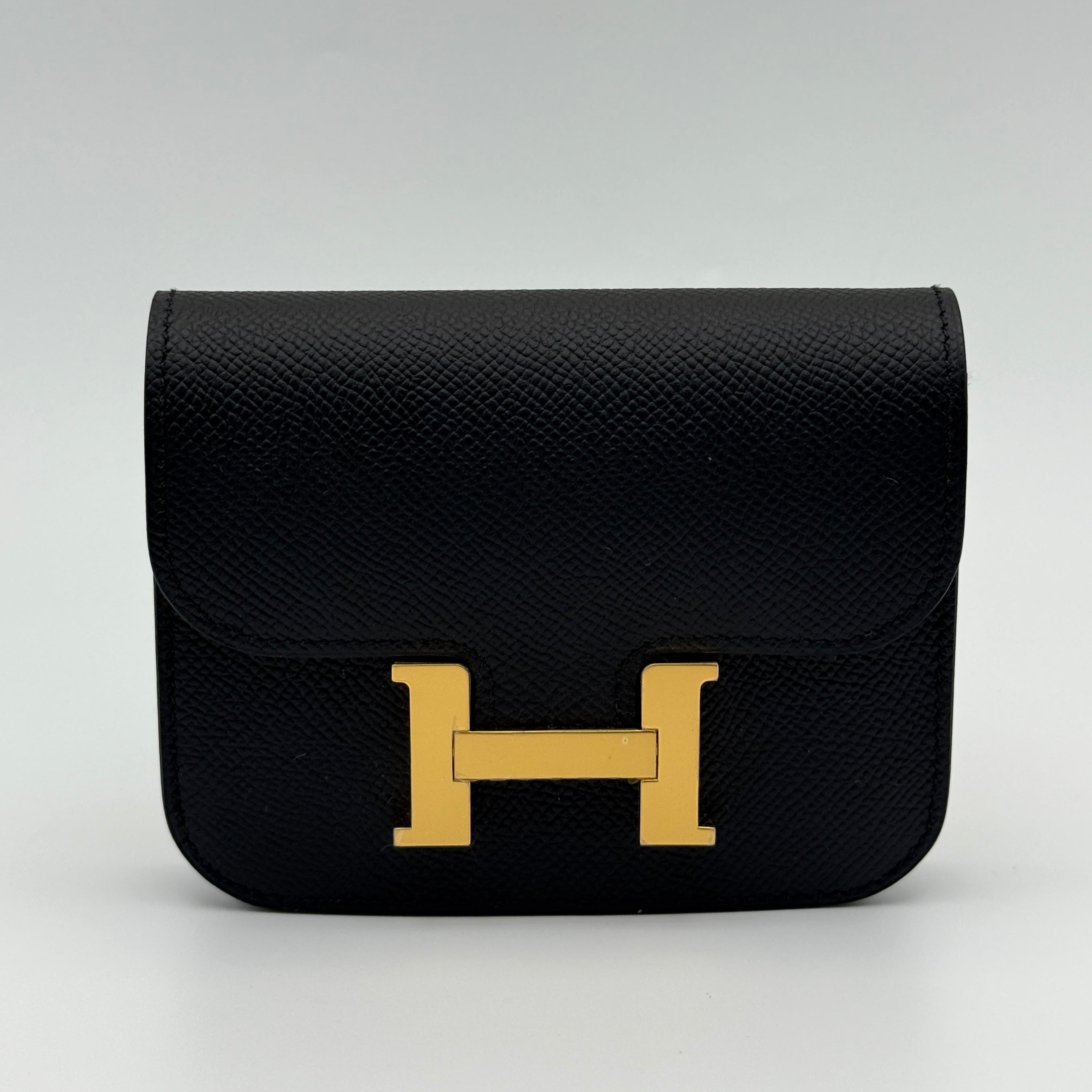 Hermès Constance Slim Wallet In Black Epsom Leather With GHW