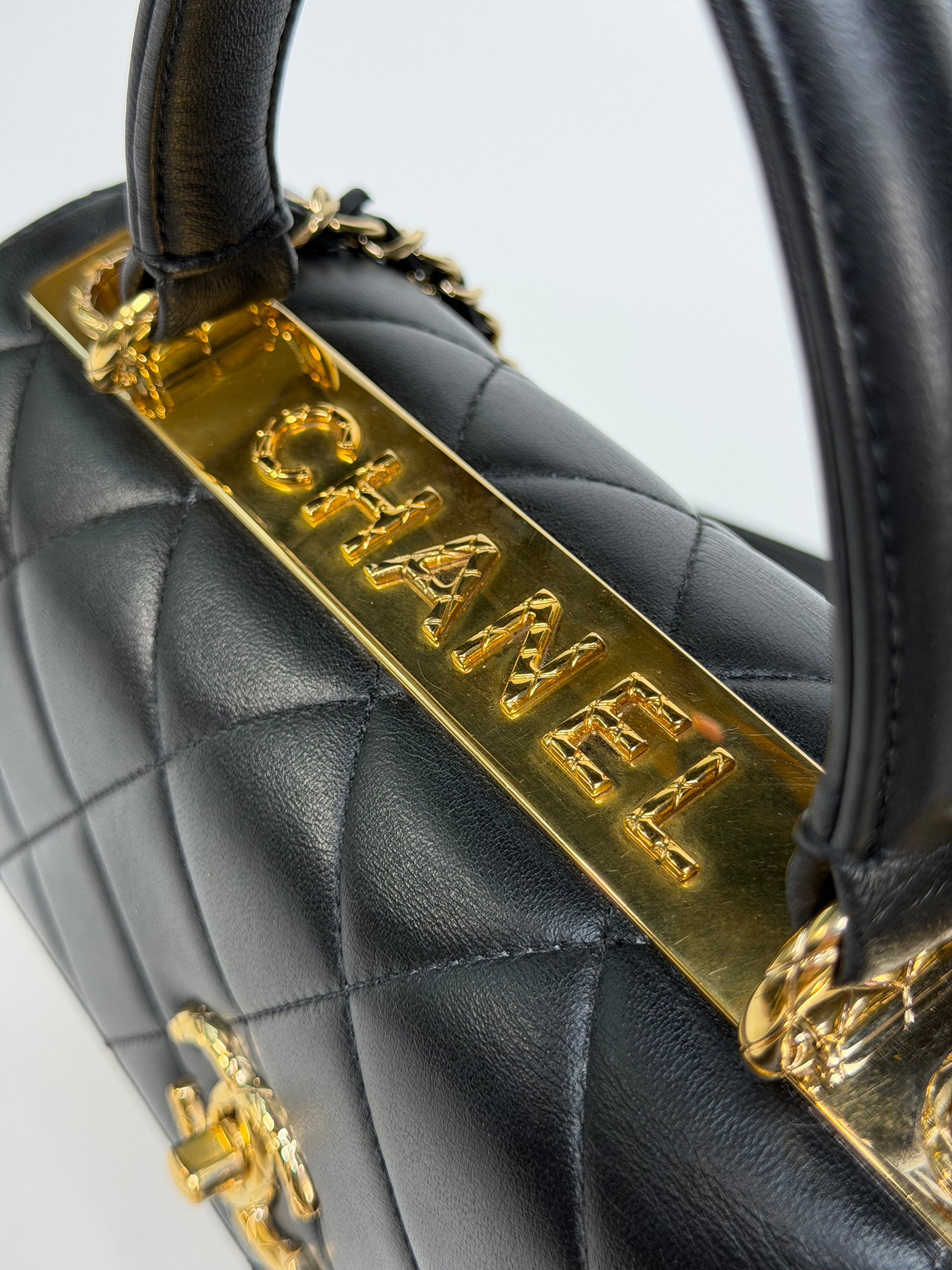 Chanel Small Trendy Top Handle In Lambskin Leather With Gold Hardware. Authentic and preloved in excellent condition.