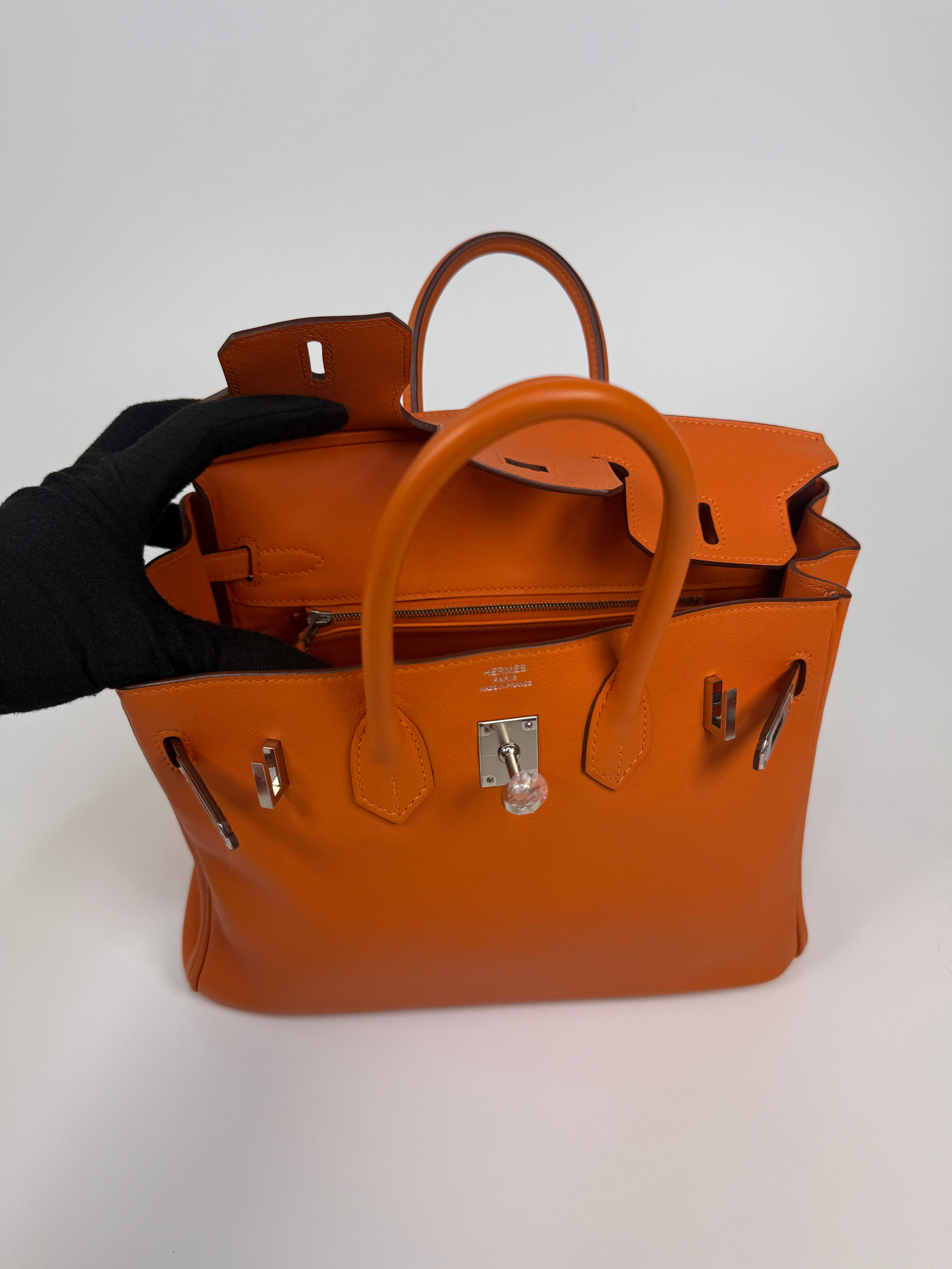 Hermès Birkin 25 In Orange Swift Leather With Palladium Hardware