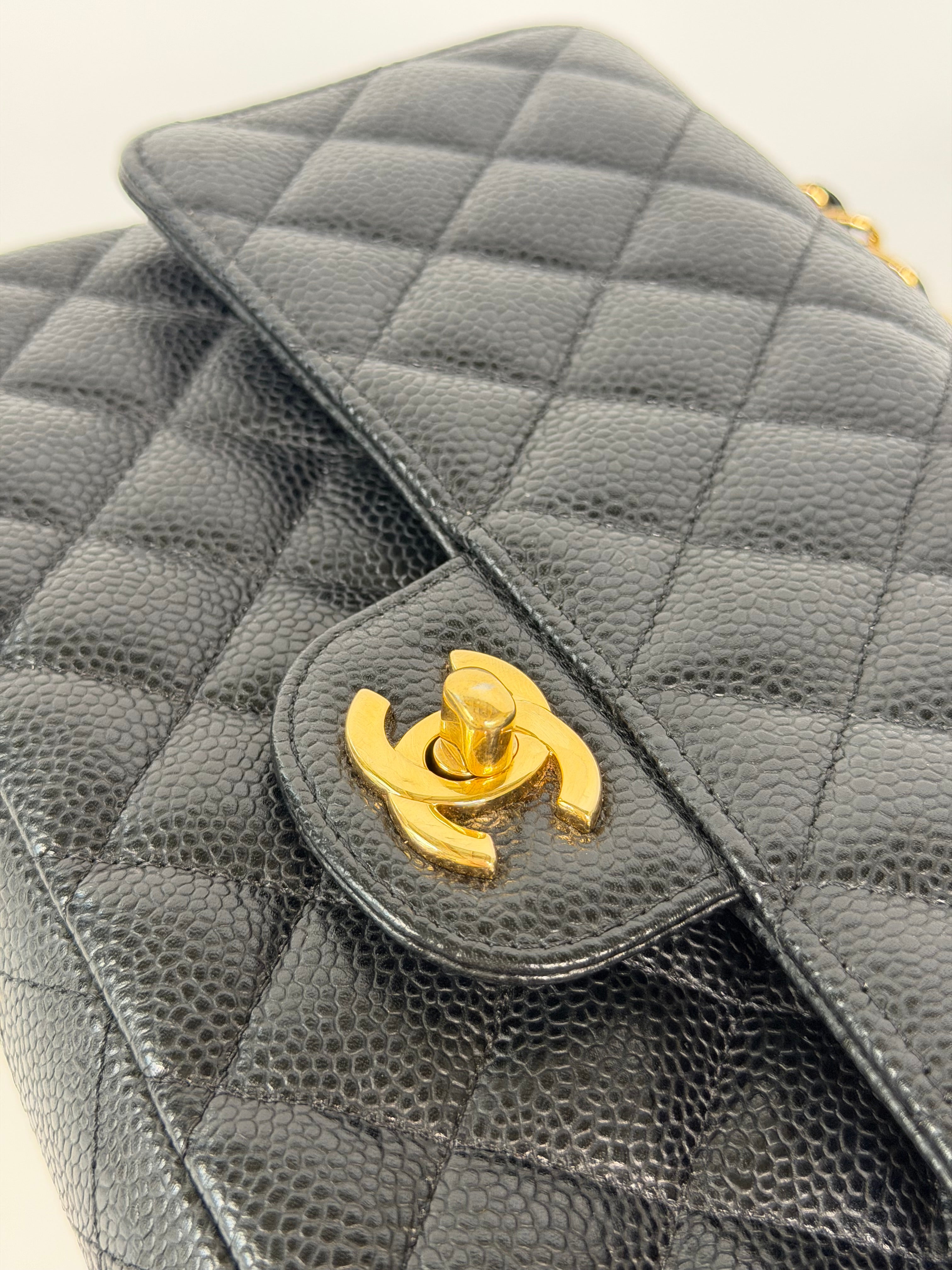 Chanel Medium Classic Double Flap Black Caviar Gold Hardware. Authentic and preloved in excellent condition. 100% guarantee