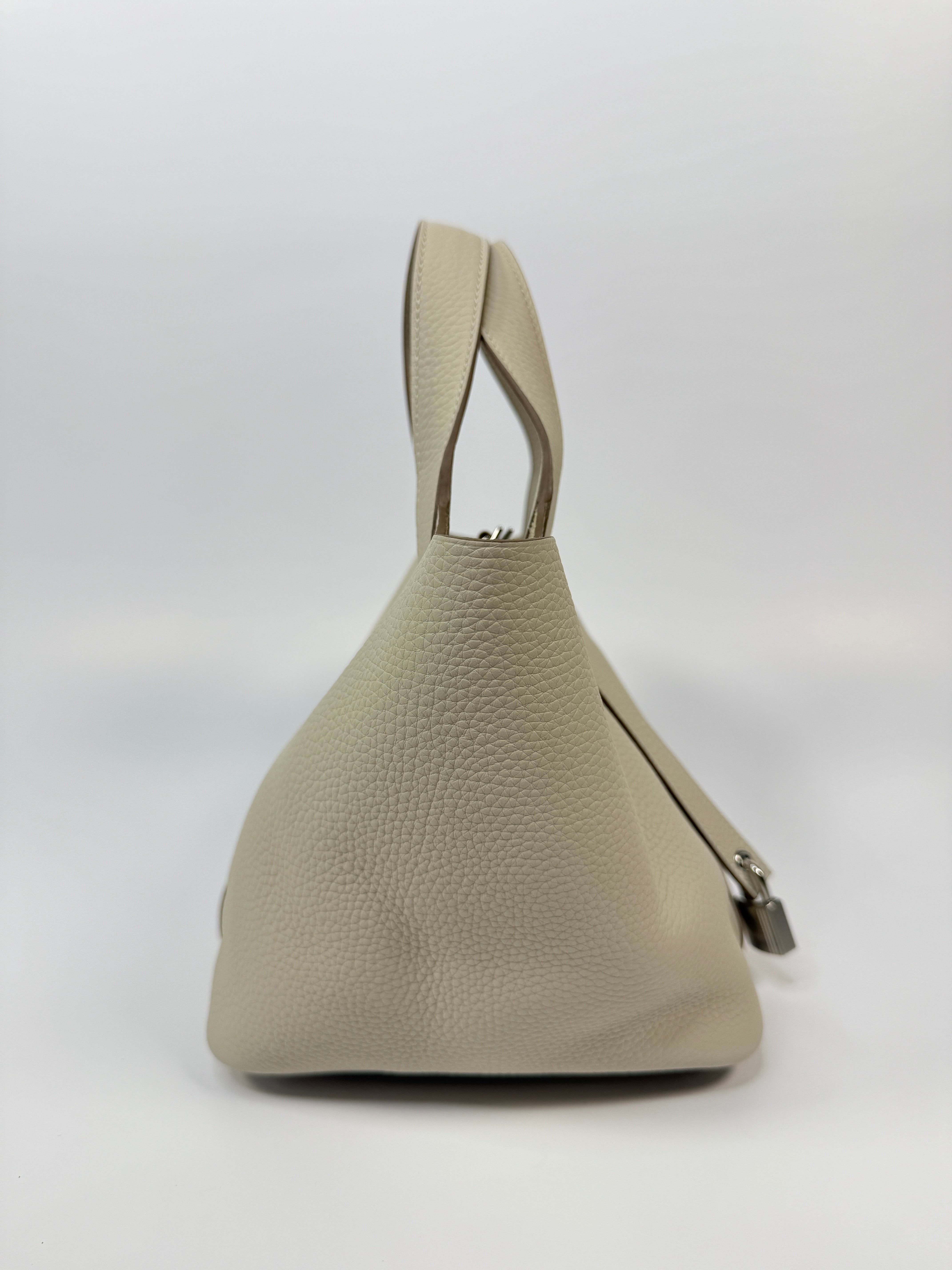 Authentic Pre Loved Hermès Picotin 18 In Craie Clemence Leather With Palladium Hardware Excellent Condition