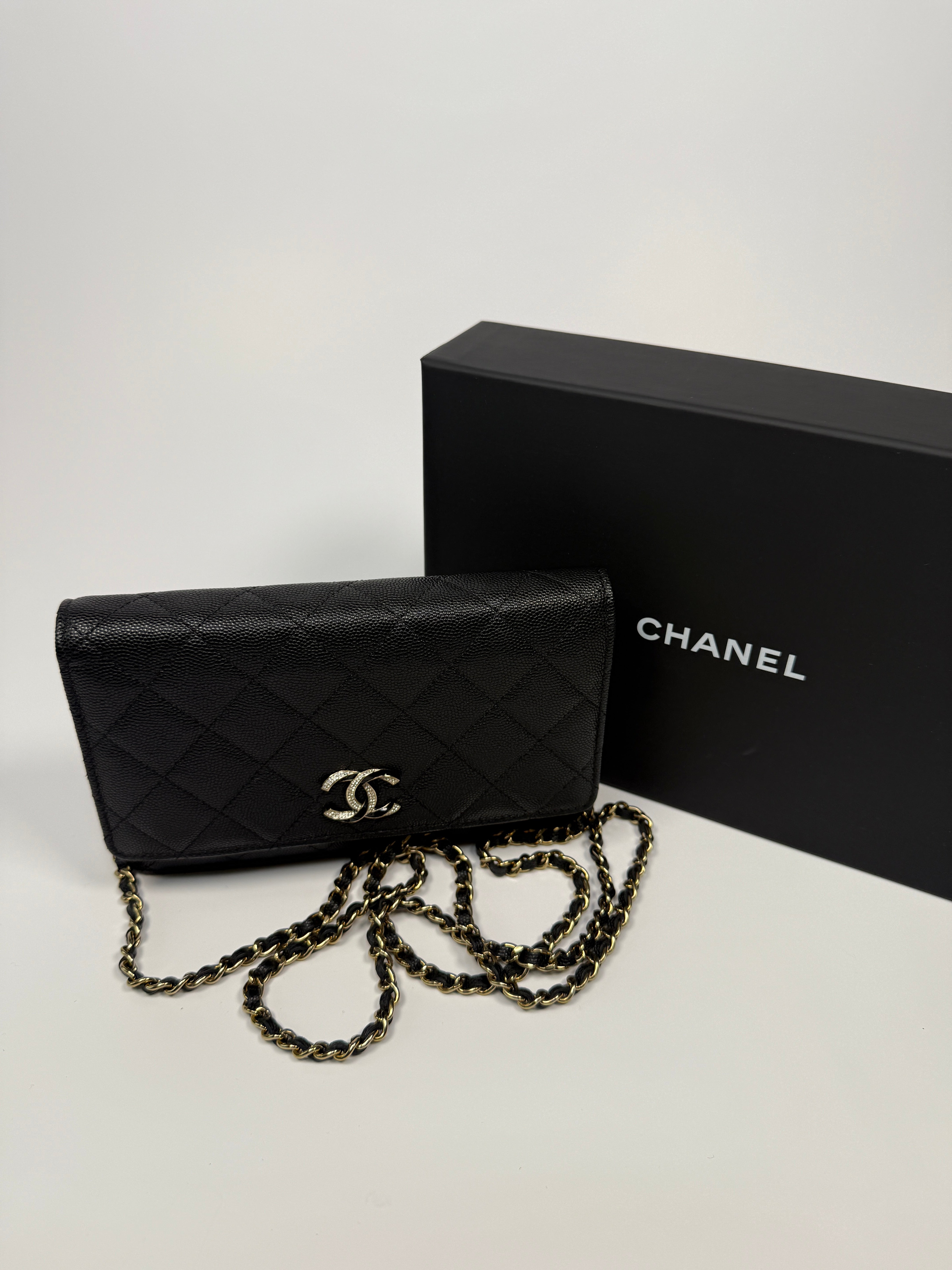 Chanel Wallet On Chain Black Caviar Leather With Gold Hardware Authentic and preloved in excellent condition