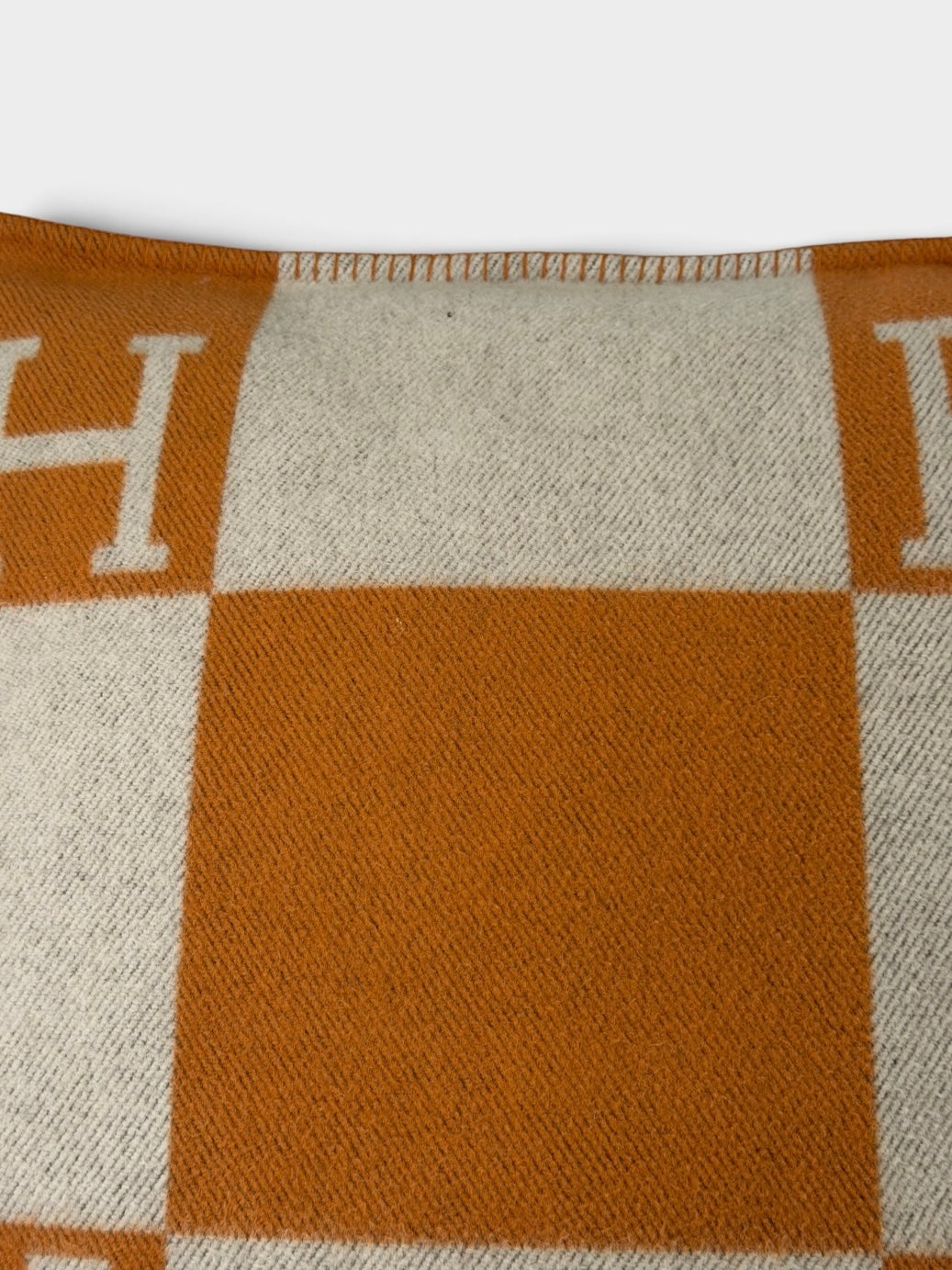 Hermès Avalon Cushion 70x70 In Ecru And Potiron. 100% authentic and preloved in excellent condition.