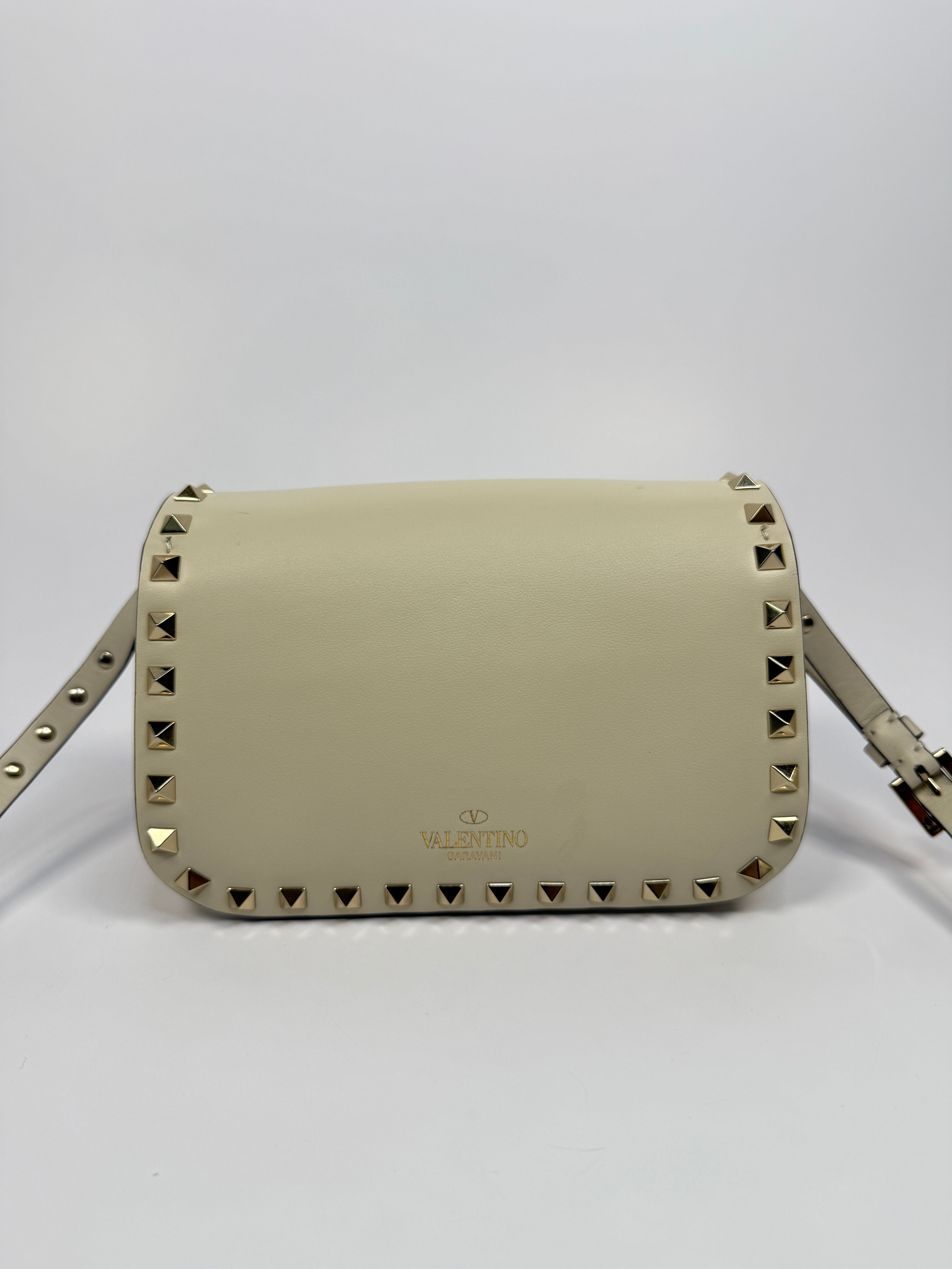 Valentino Garavani Ivory Rockstud Lock Bag