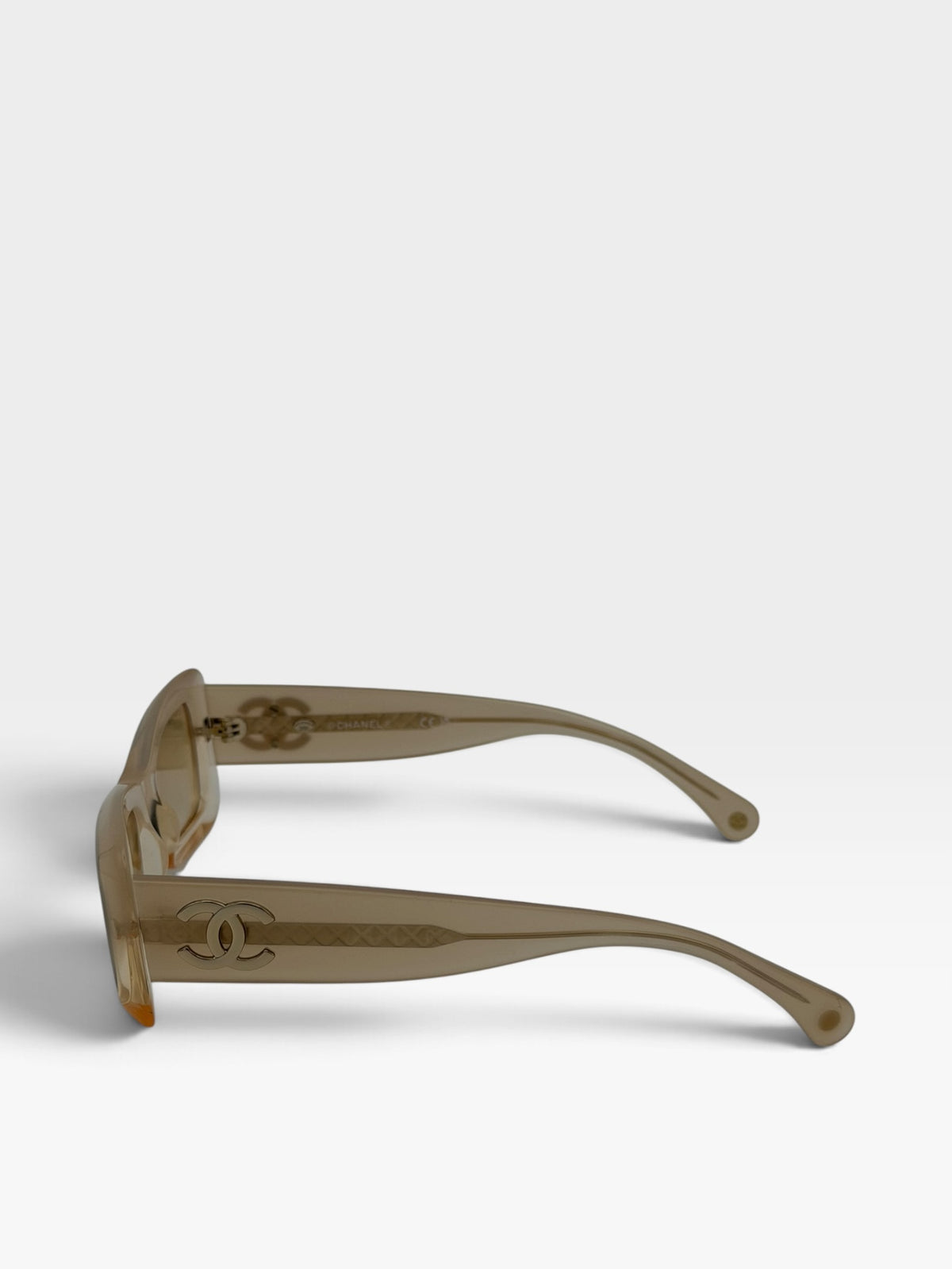 Chanel Pale Frame Sunglasses In Nude Acetate 100% authentic and preloved in excellent condition