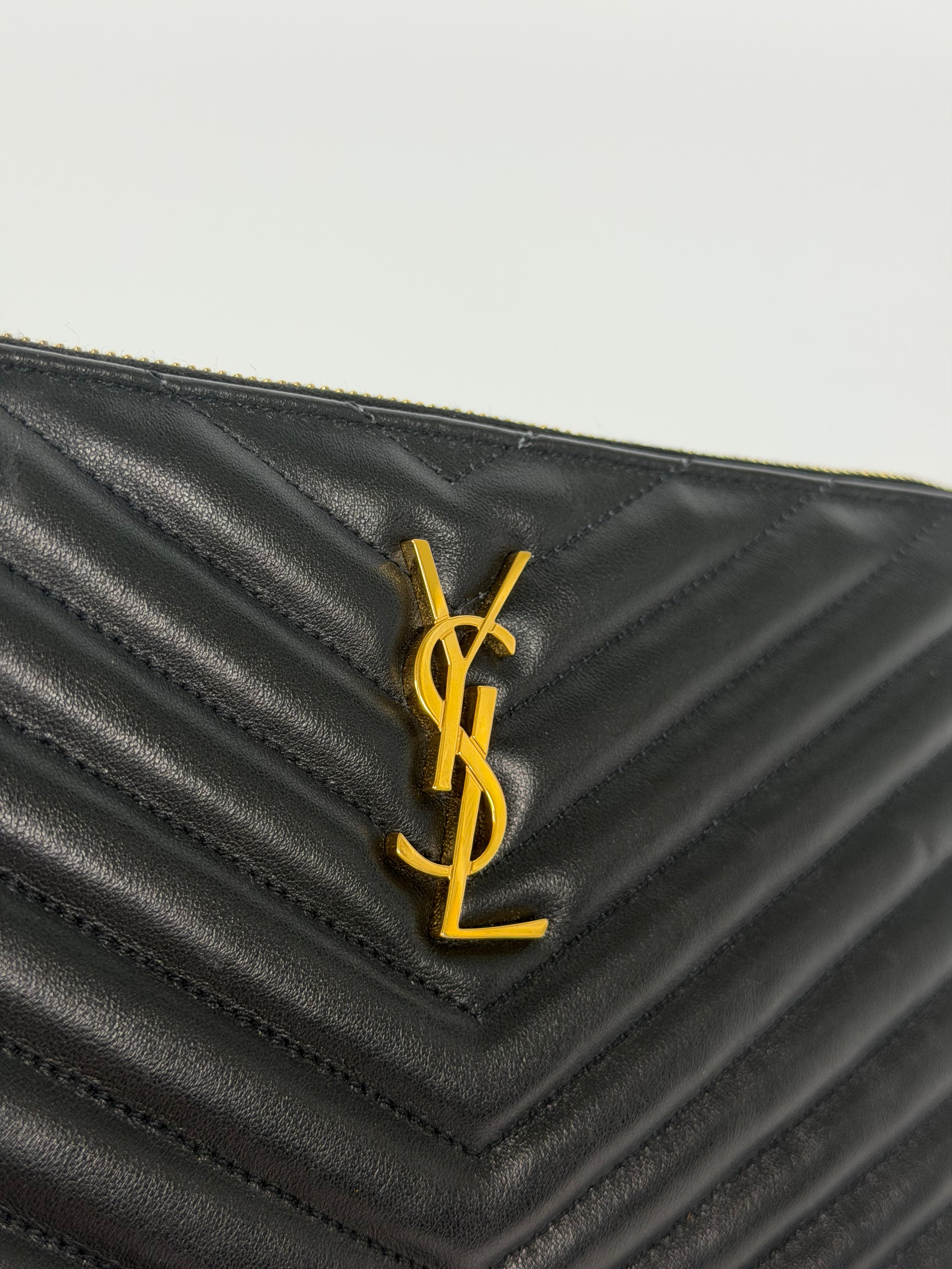 Saint Laurent Cassandre Matelassé Leather Pouch 100% authentic and preloved in excellent condition