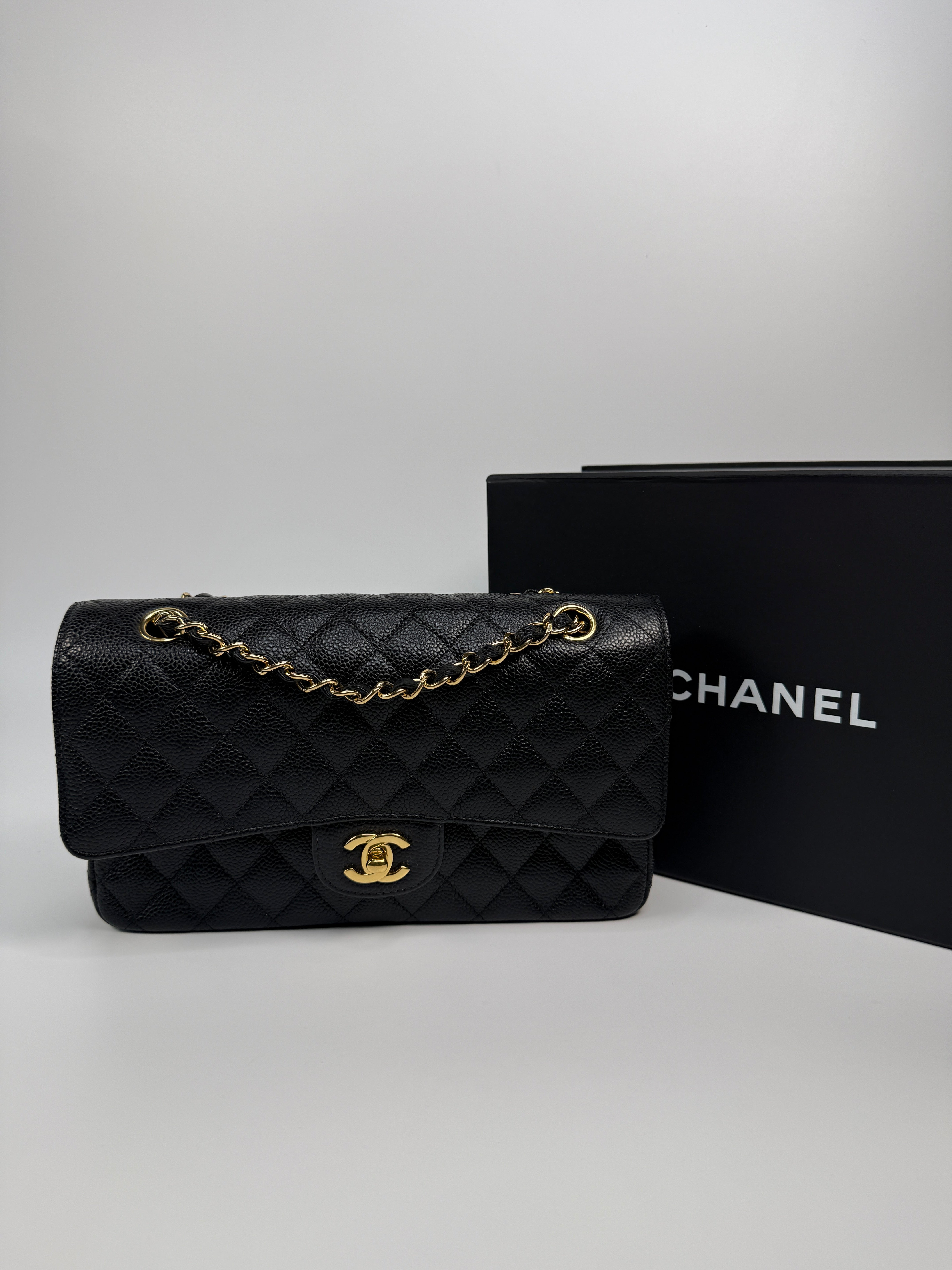 Chanel Medium Classic Double Flap In Black Caviar With Gold Hardware
Authentic Pre Loved Verified by Luxe Cheshire Trusted Designer resale