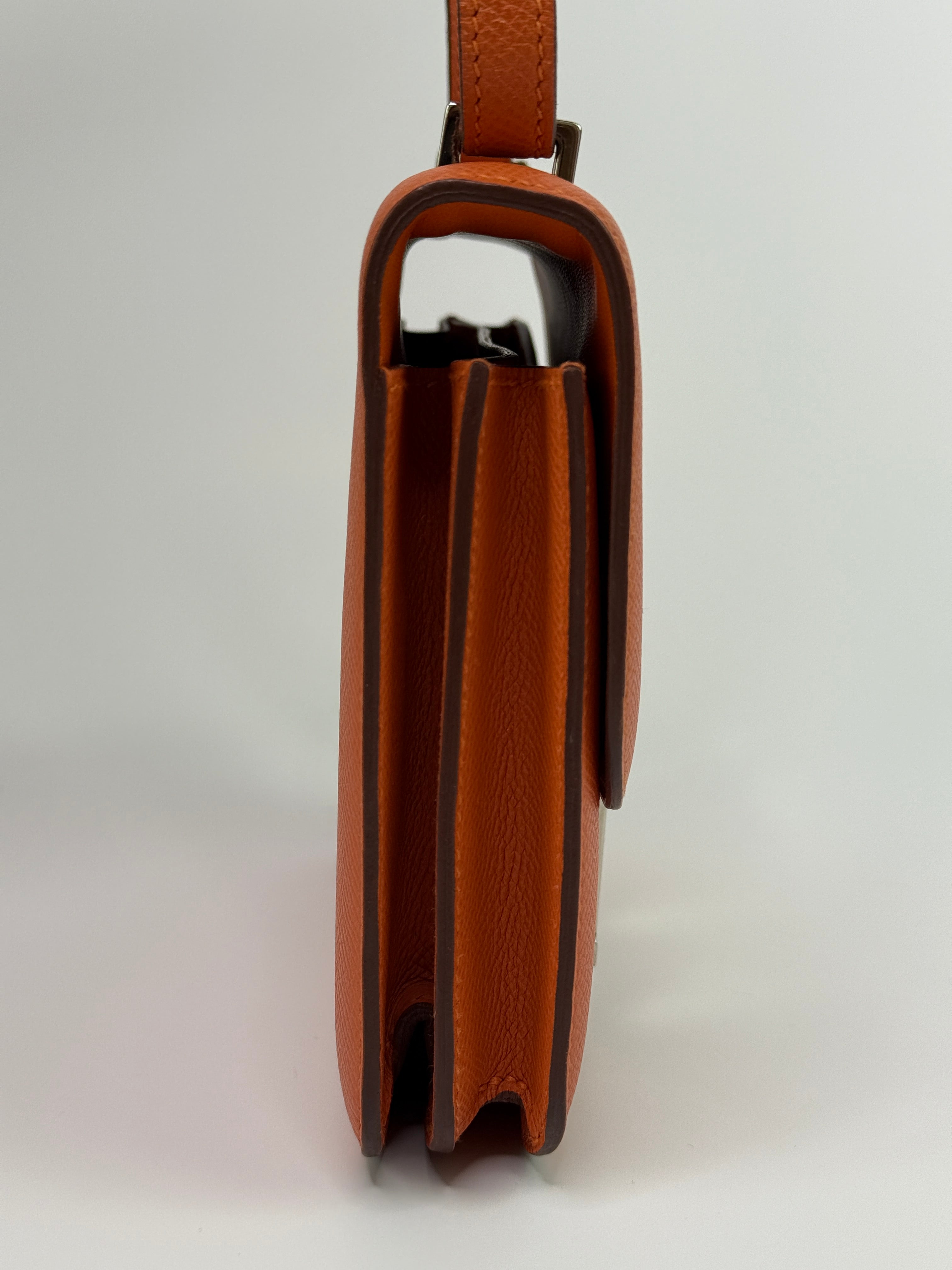 Authentic Pre Loved Hermès Constance 18 In Orange Epsom Leather With Palladium Hardware Very Good Condition