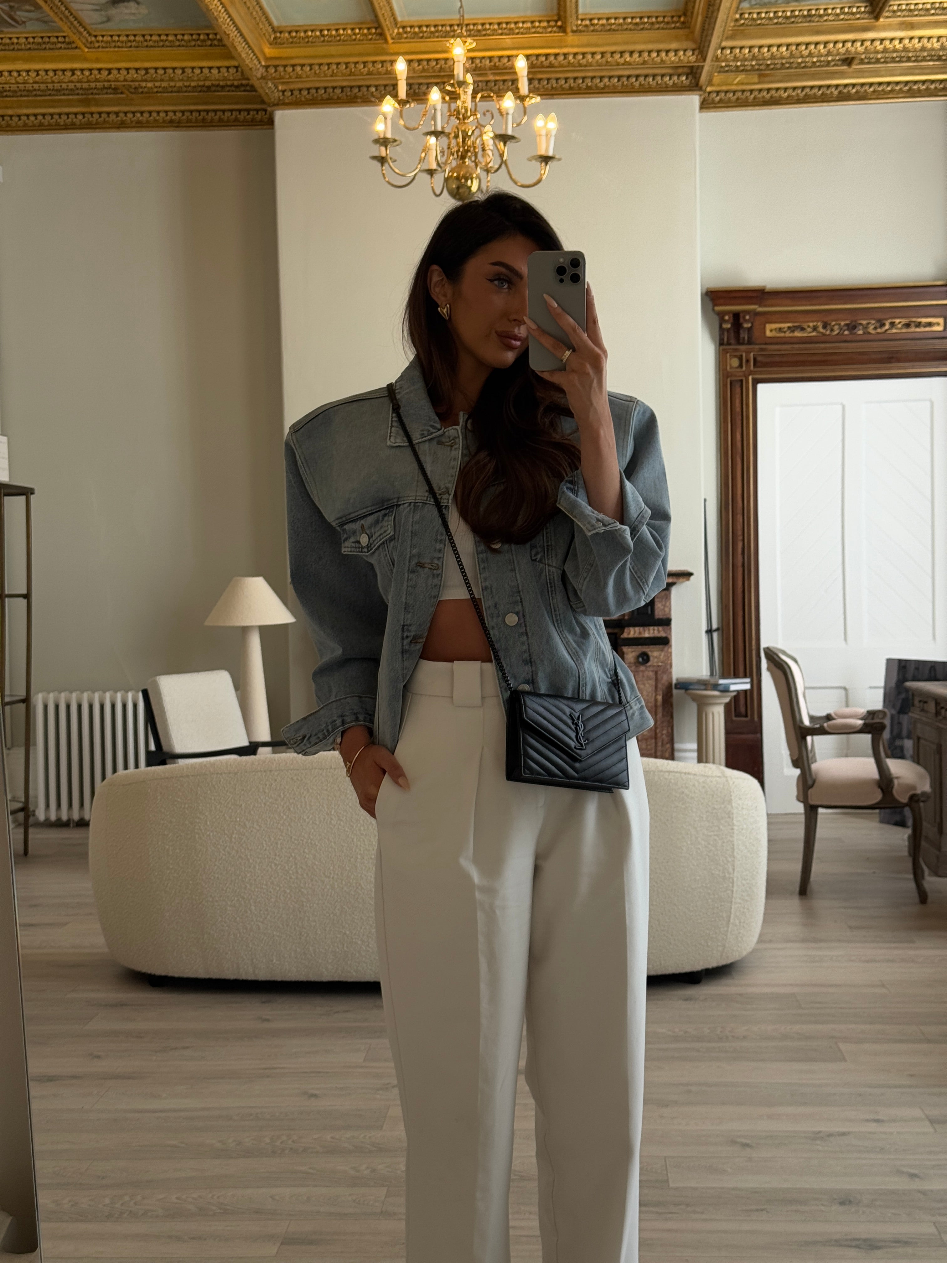 Saint Laurent Cassandre Matelassé Textured- Leather Wallet On Chain