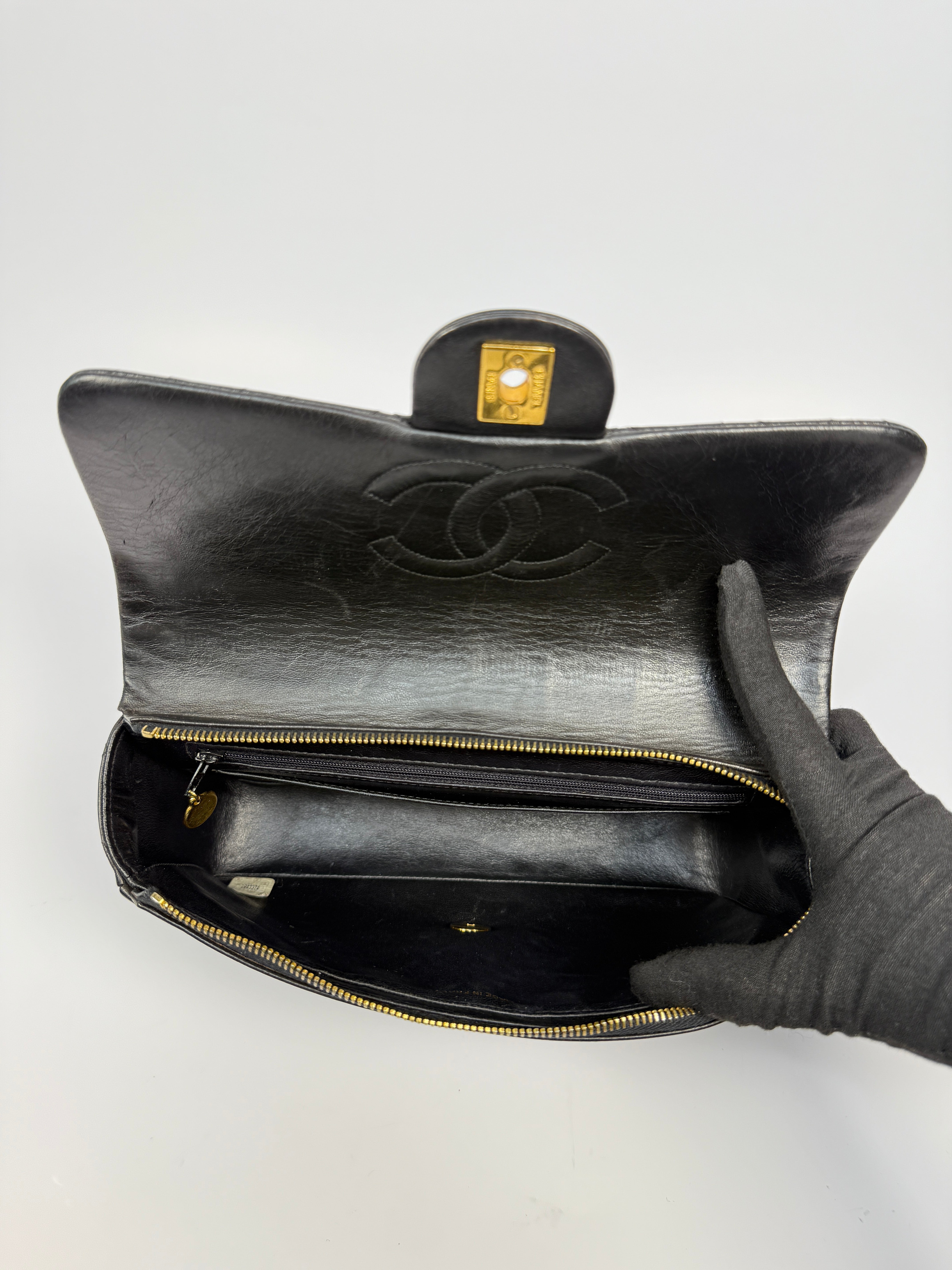 Chanel Medium Classic Vintage Backpack In Black Lambskin With 24kt Gold Hardware, Authentic And Preloved In Excellent Condition