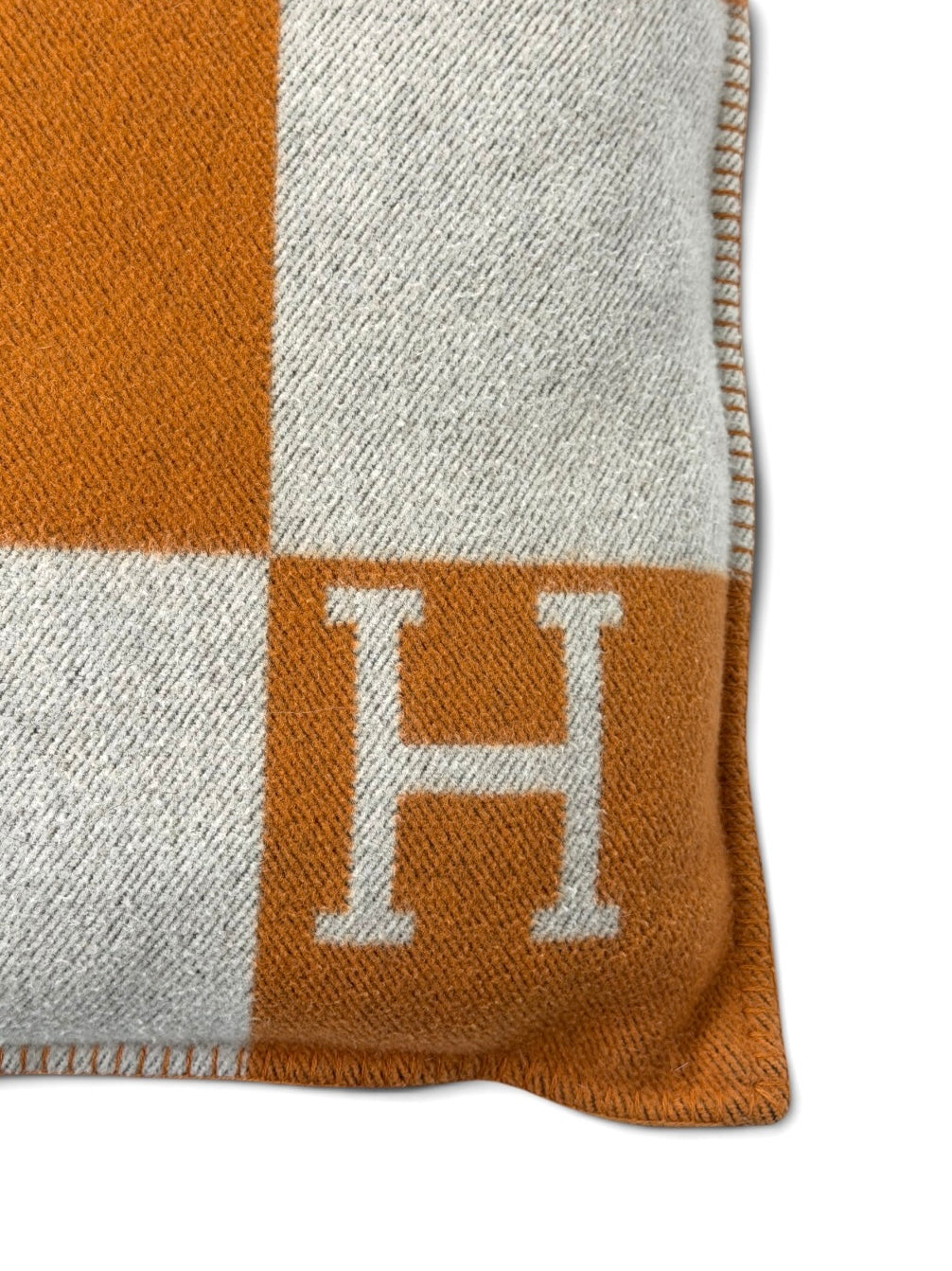 Hermès Avalon Cushion 70x70 In Ecru And Potiron. 100% authentic and preloved in excellent condition.