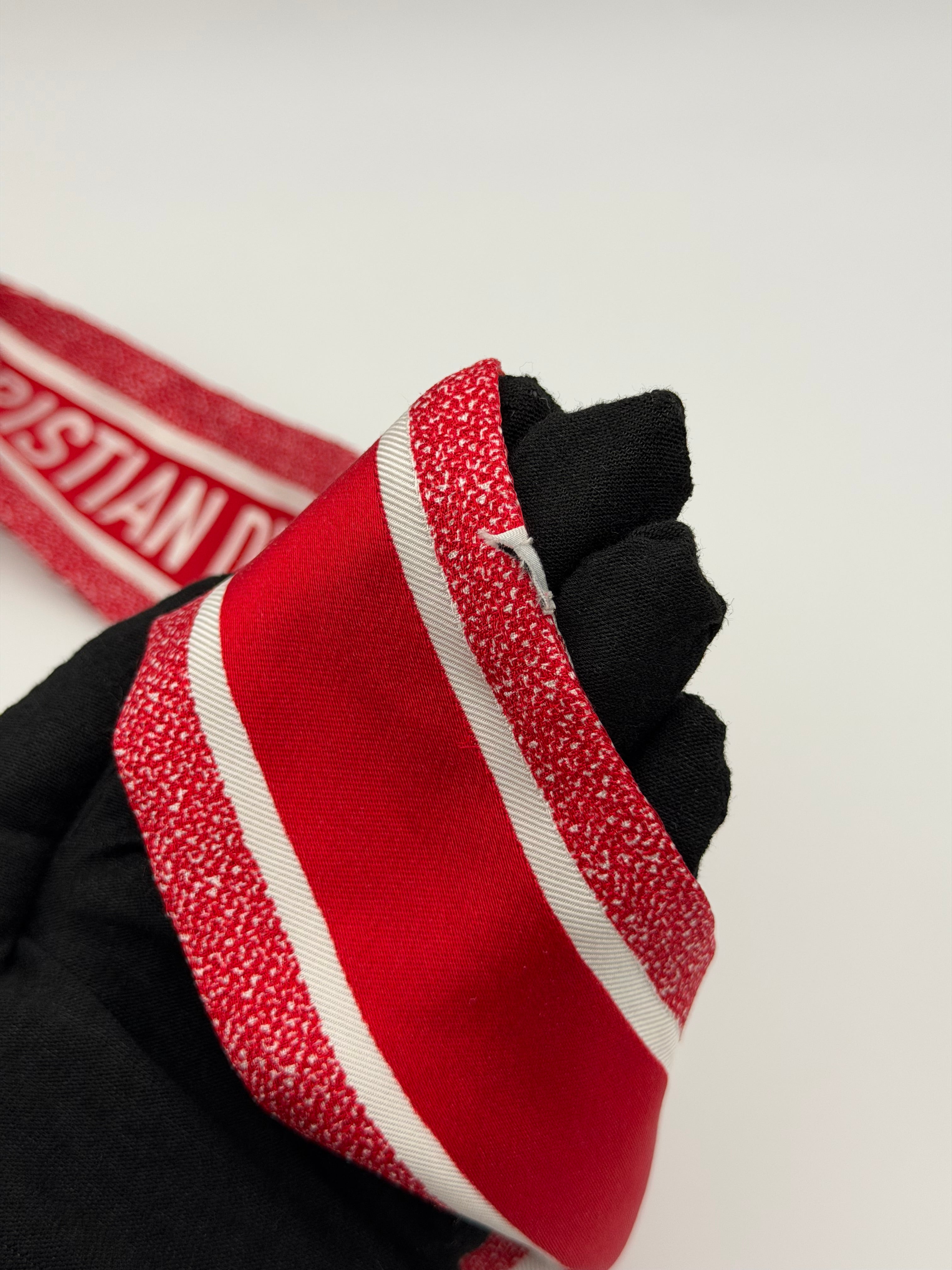 Christian Dior Twilly In Red And White Silk
