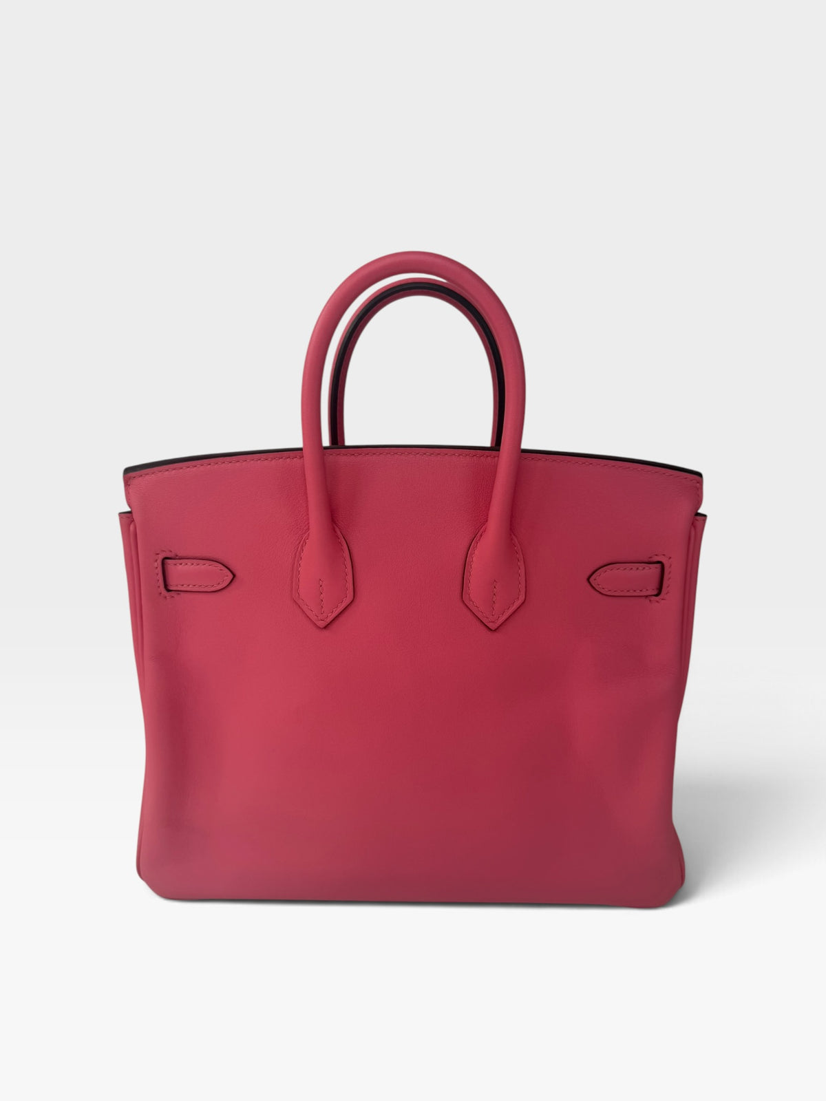 Hermès Birkin 25 In Rose Azalèe Swift Leather With Palladium Hardware. 100% authentic and preloved in excellent condition