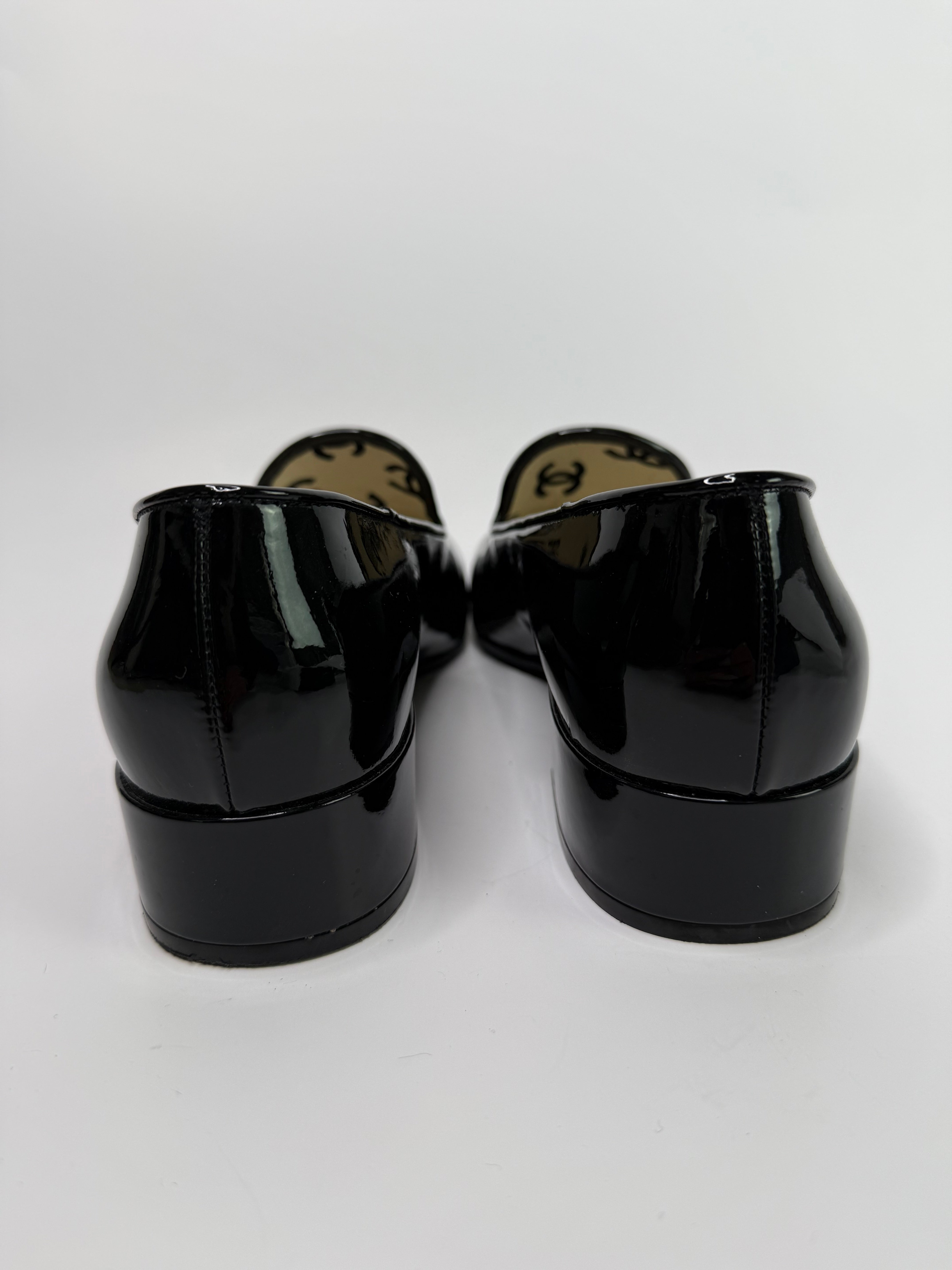 Chanel Black Patent Loafers (Size 38/UK5)