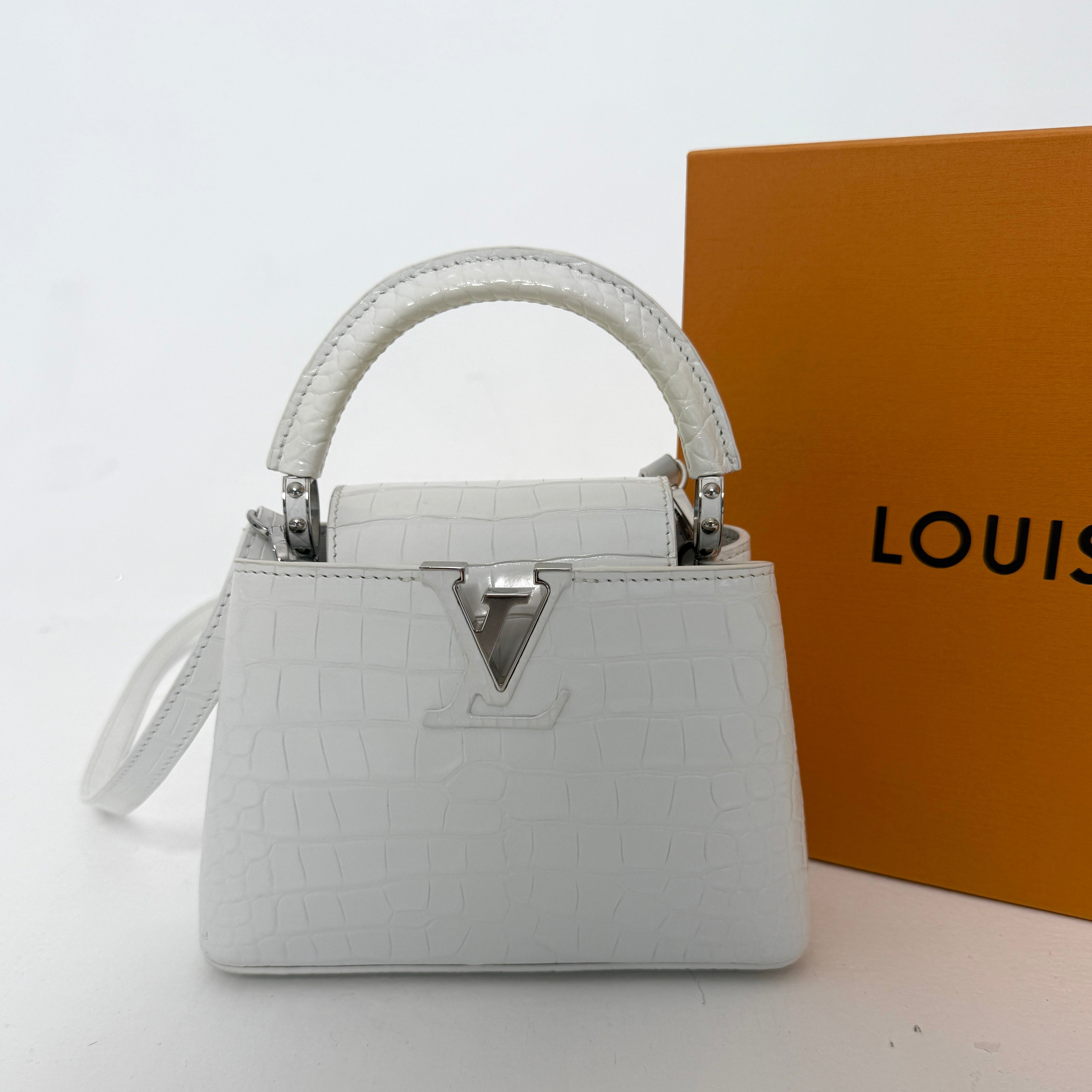 Louis Vuitton Capucines BB In Soft Shine White Alligator Leather