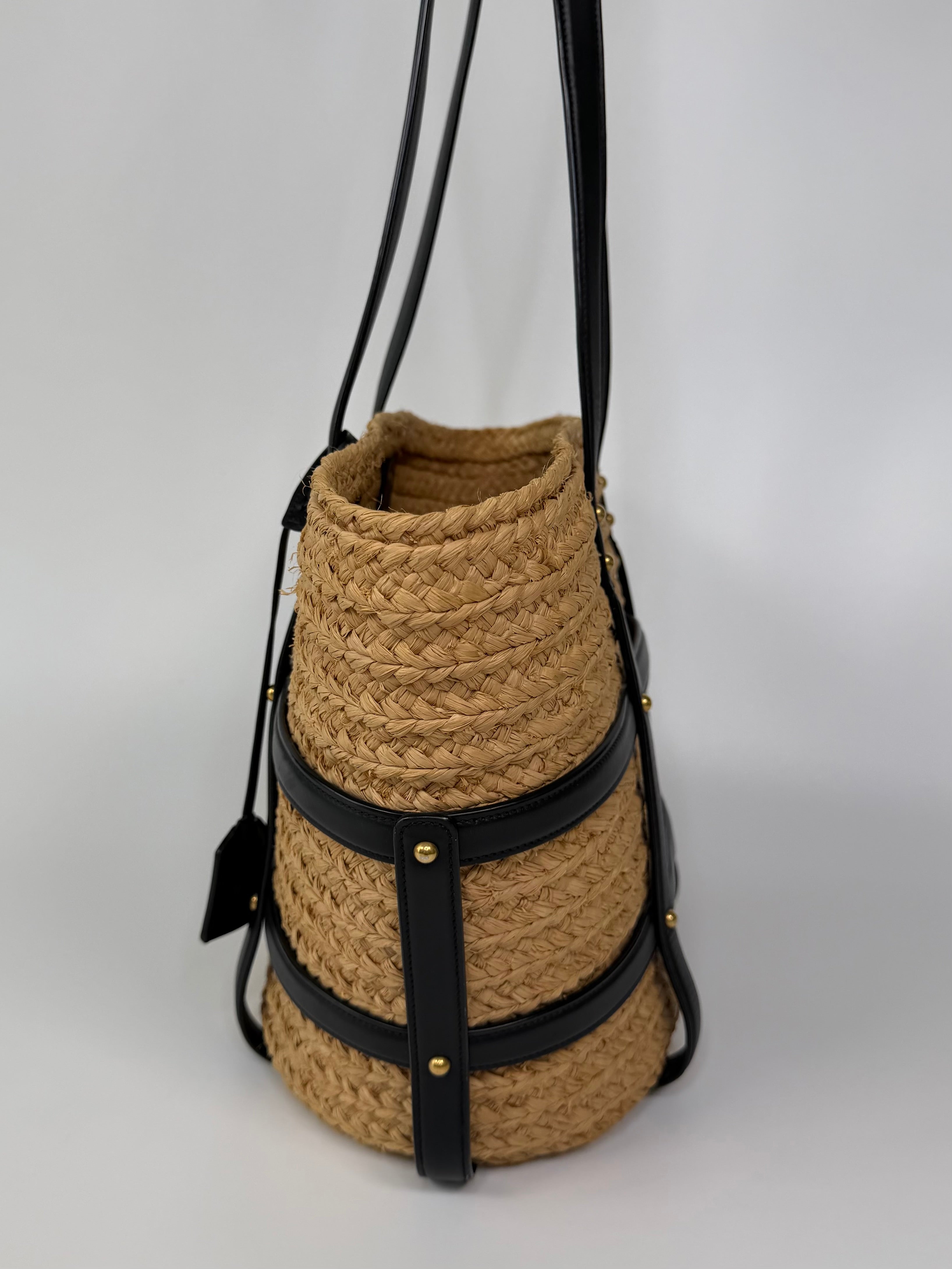 Saint Laurent Medium Panier Wicker Tote Bag In Raffia. 100% authentic and preloved in excellent condition
