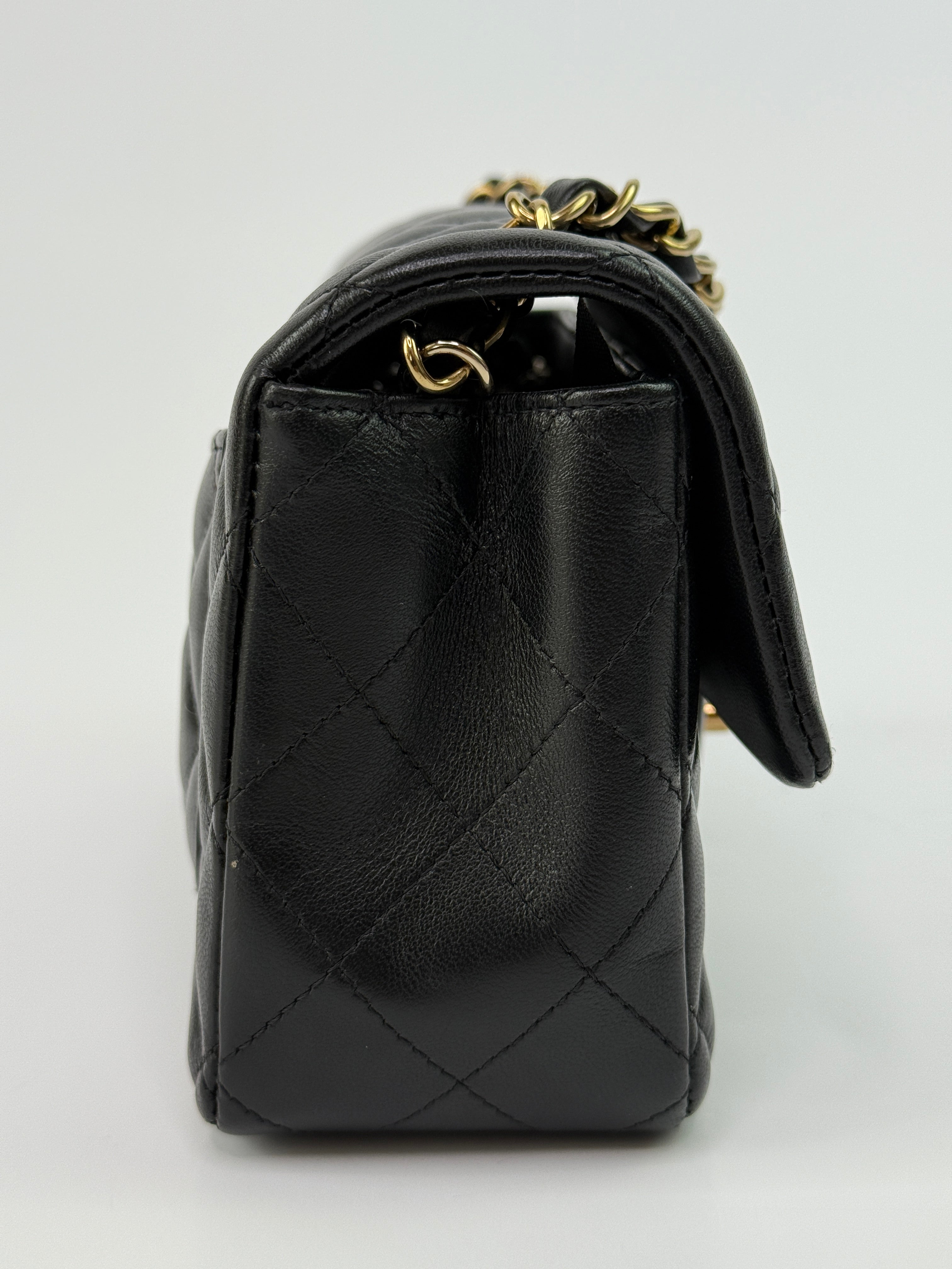 Chanel Mini Rectangle In Black Lambskin With GHW