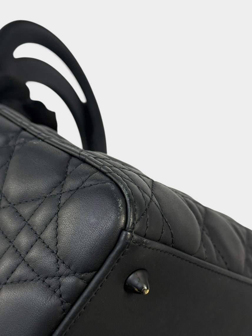 Christian Dior Medium Lady Dior In Matte Black With Black Hardware