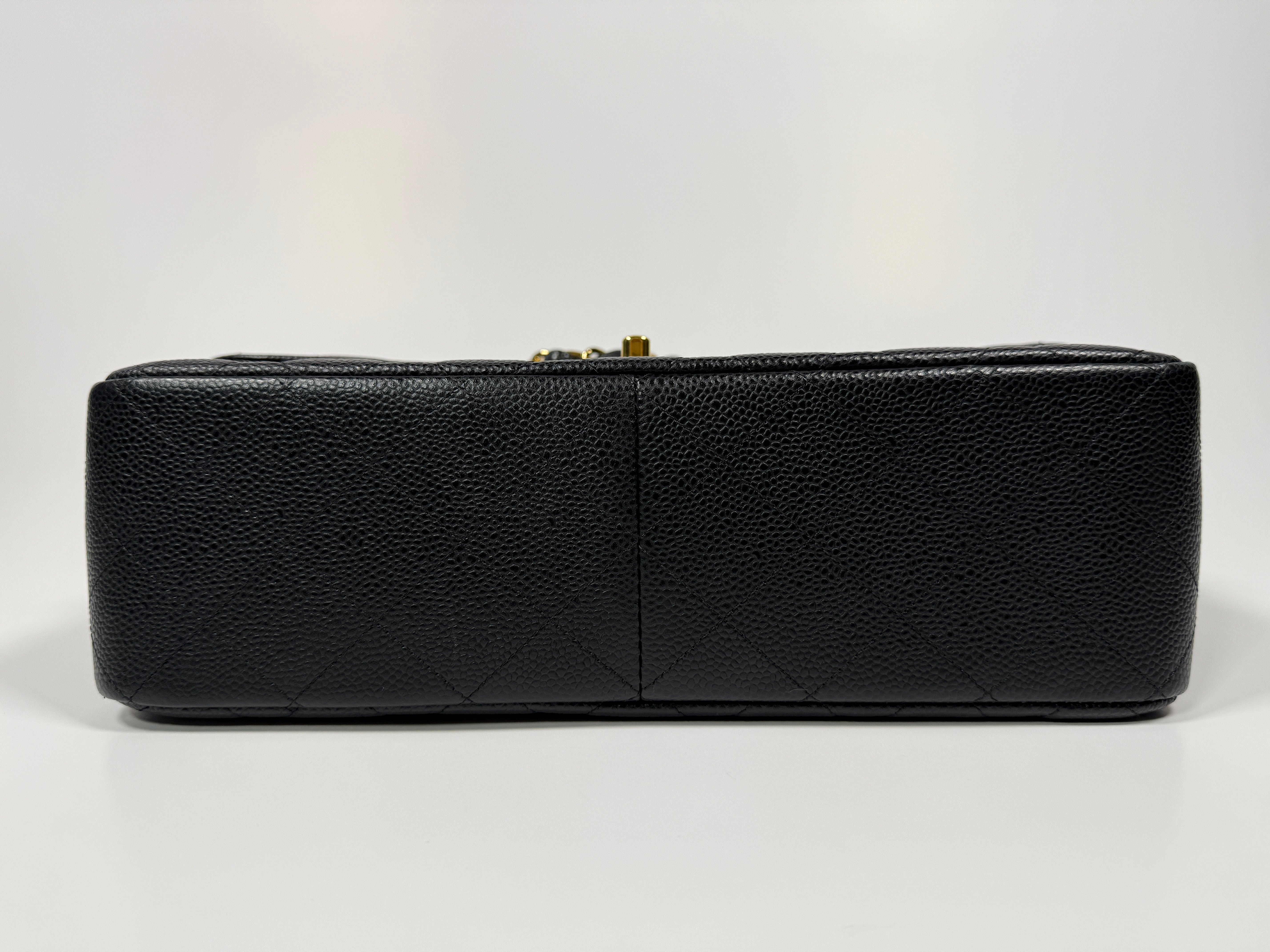Chanel Classic Jumbo Flap Bag In Black Caviar Leather With GHW