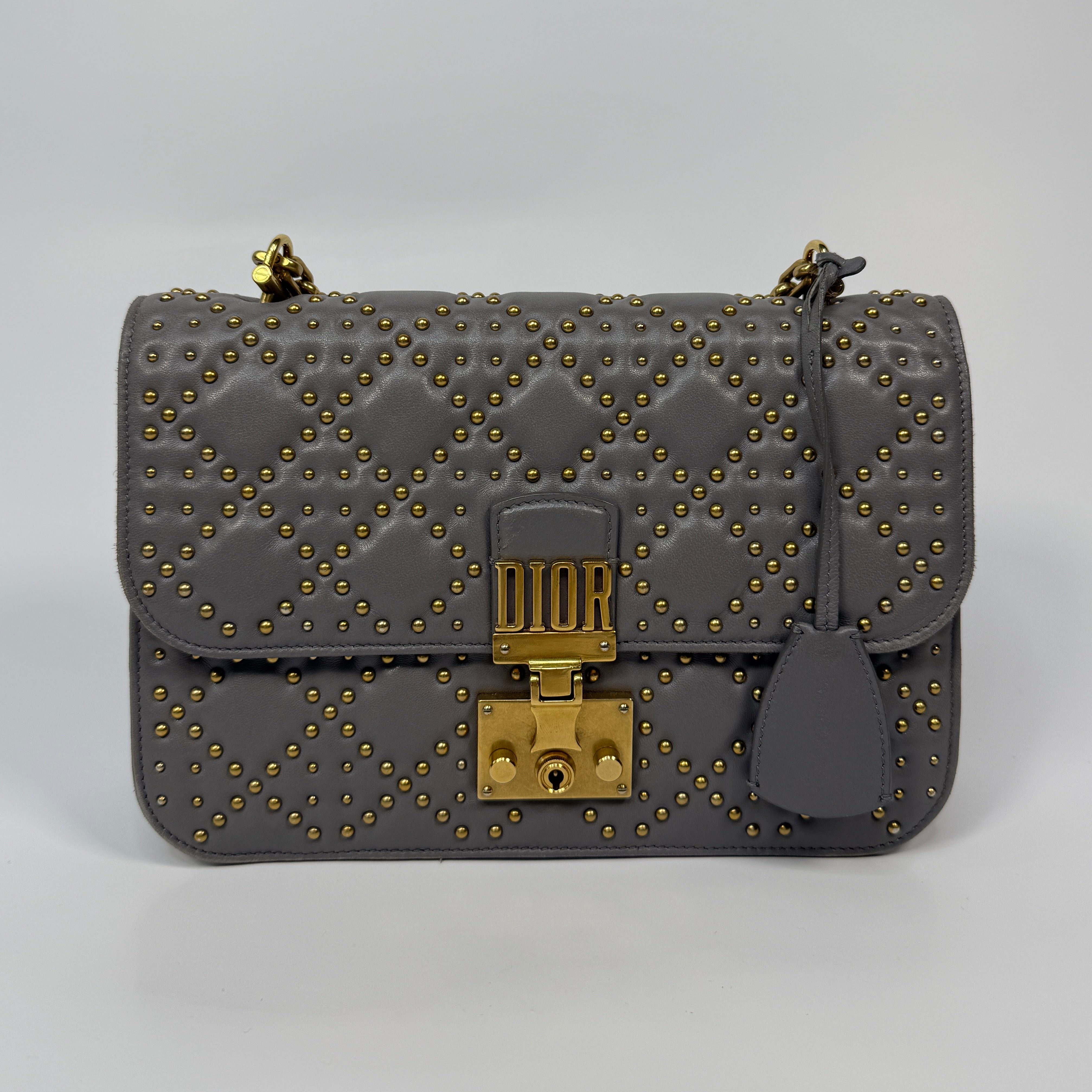 Christian Dior Lambskin Cannage Studded Dioraddict Shoulder Bag