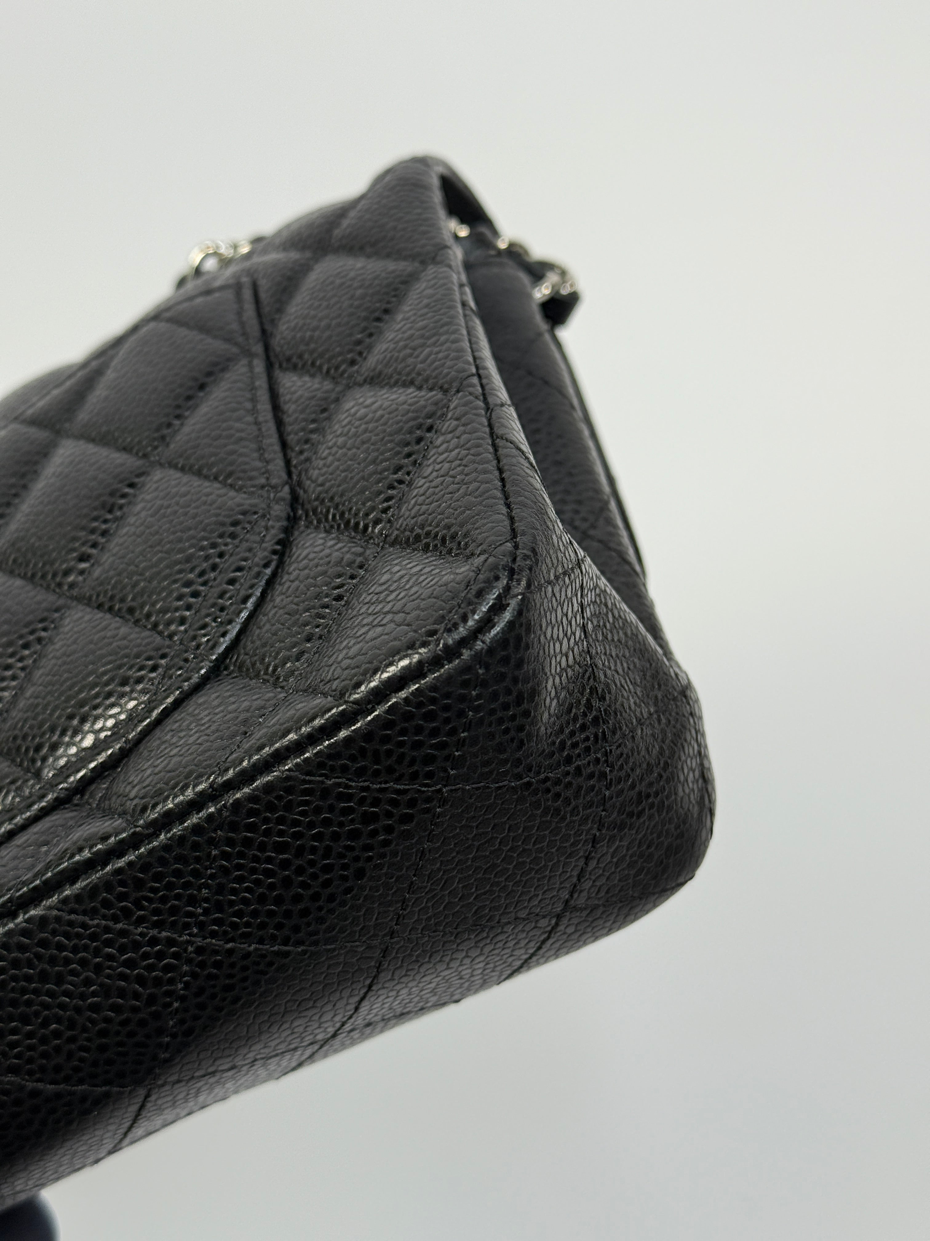 Chanel Small Classic Double Flap In Black Caviar Leather With Silver Hardware
Pre Loved & Authentic