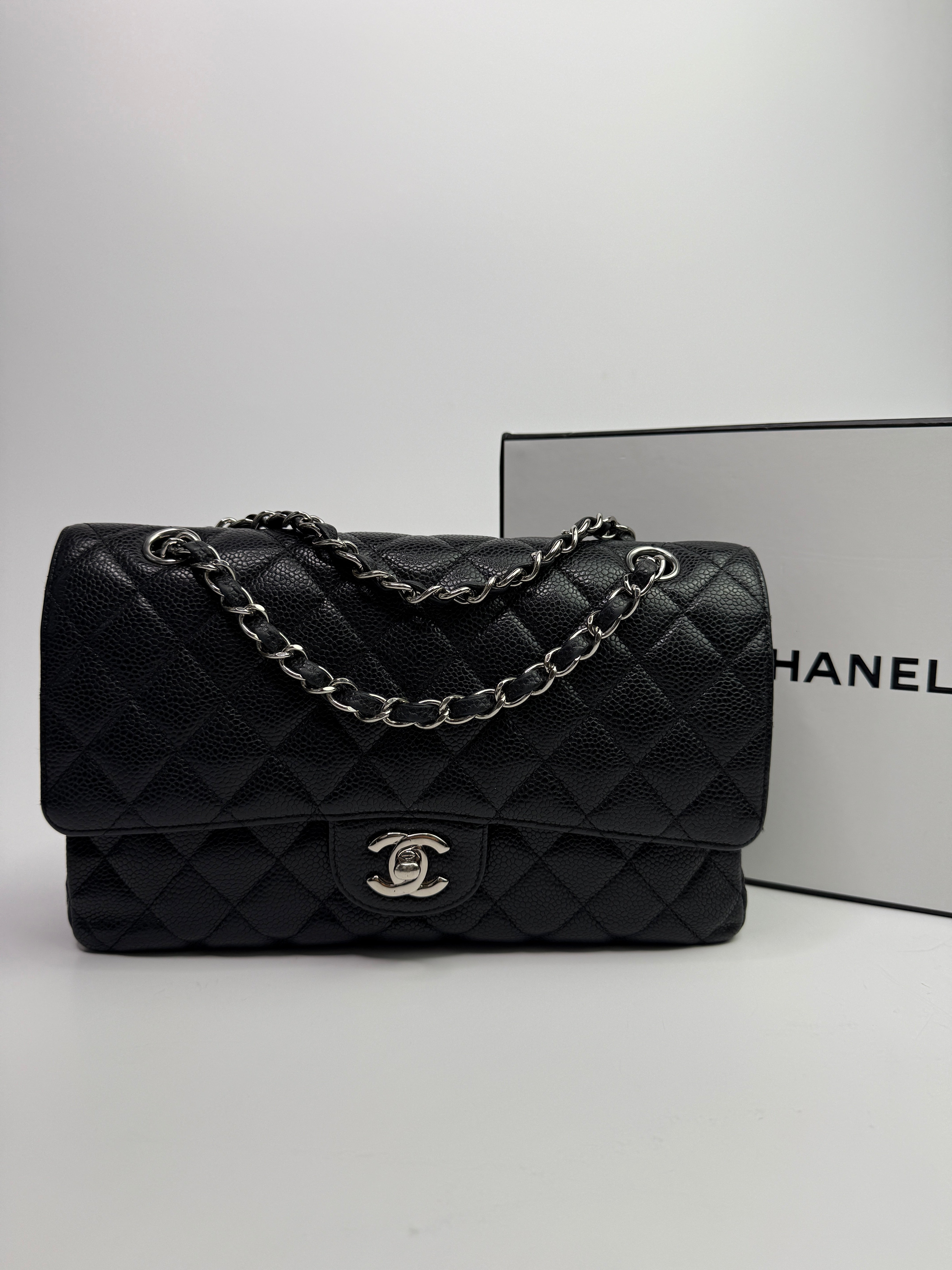 Chanel Medium Classic Double Flap Black Caviar Leather With SHW