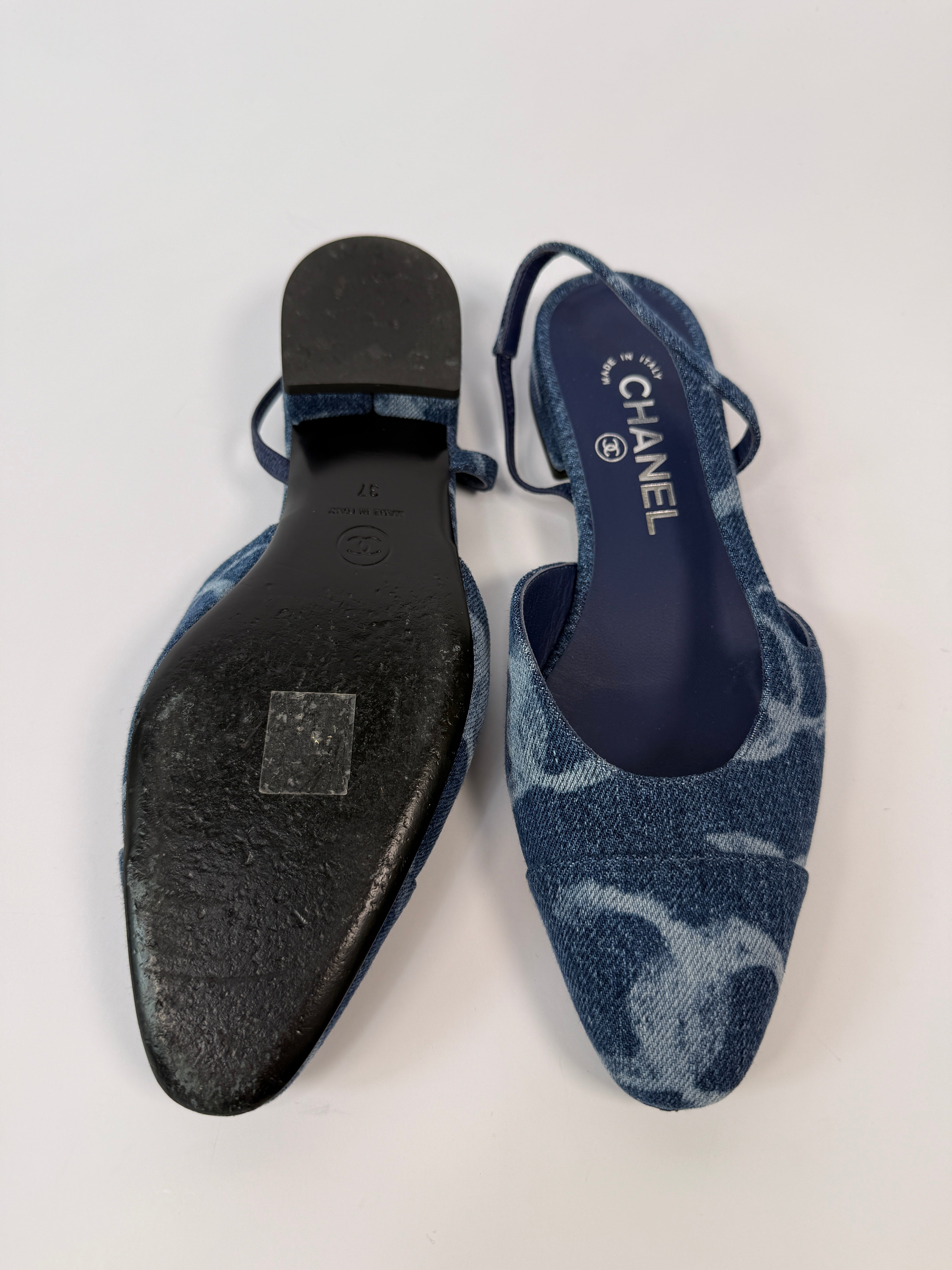Chanel Denim Slingback Pumps (37/UK4)