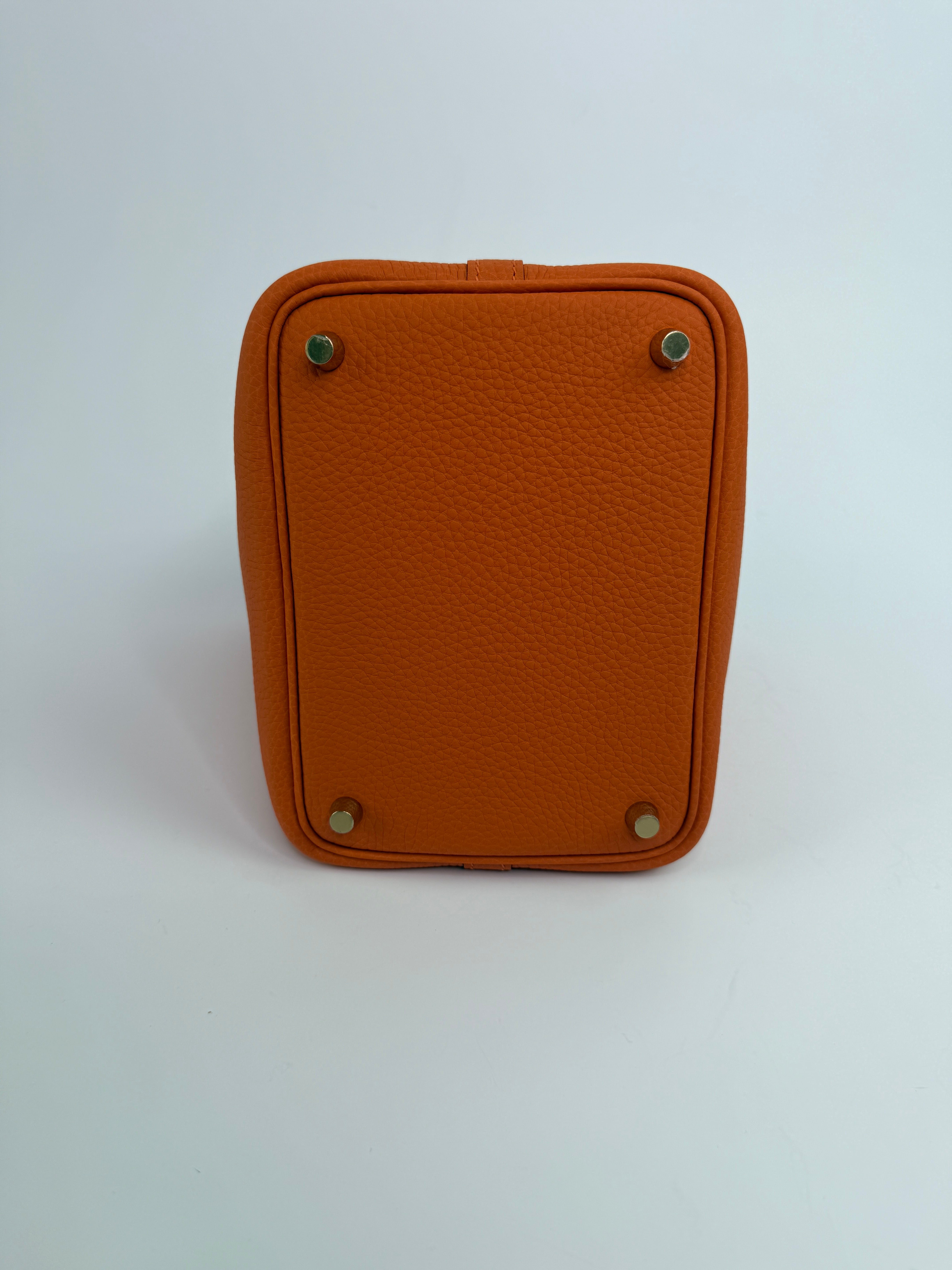 Hermès Picotin 18 In Orange Clemence Leather With GHW