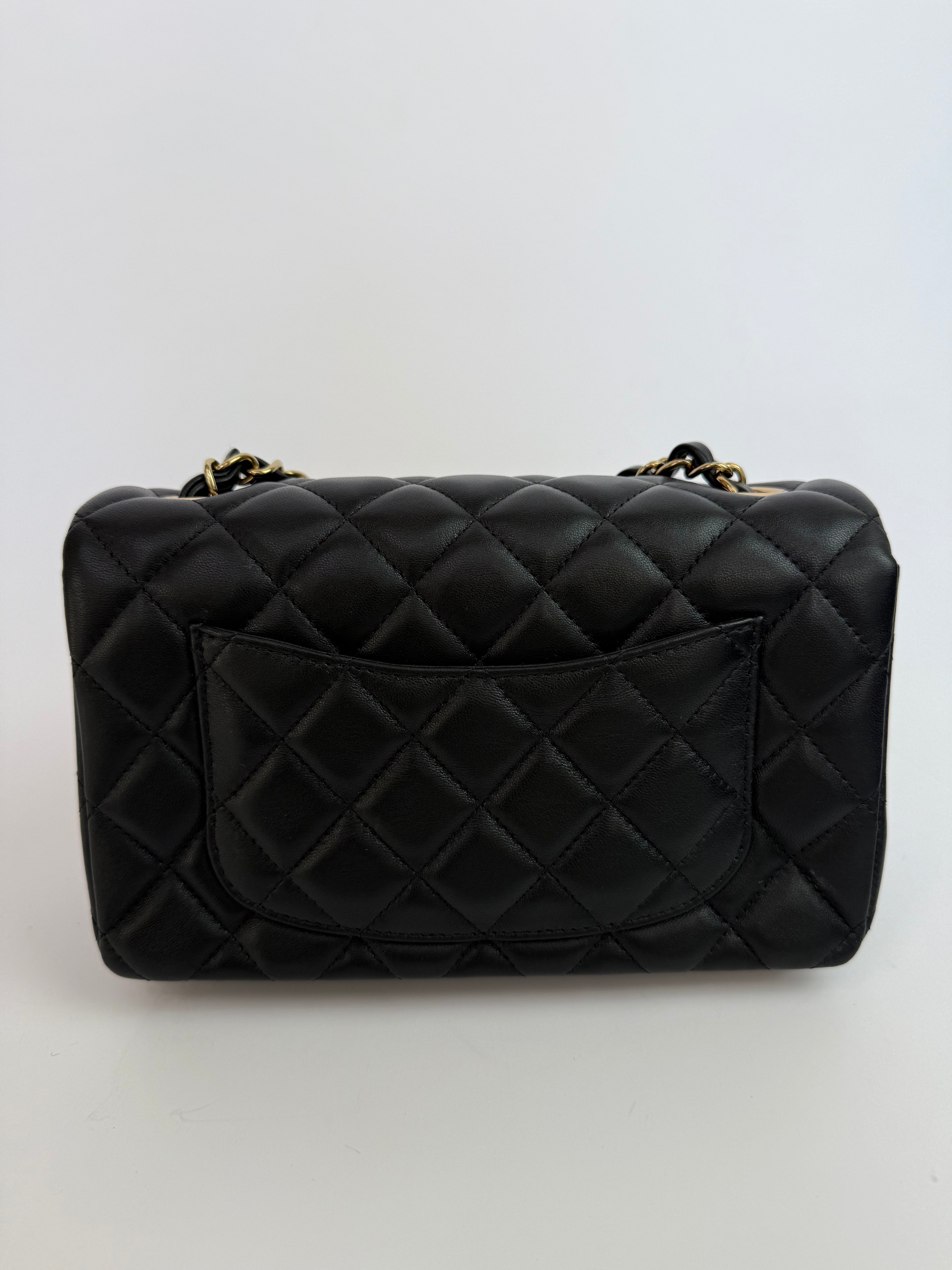 Chanel Mini Rectangle In Black Lambskin With GHW