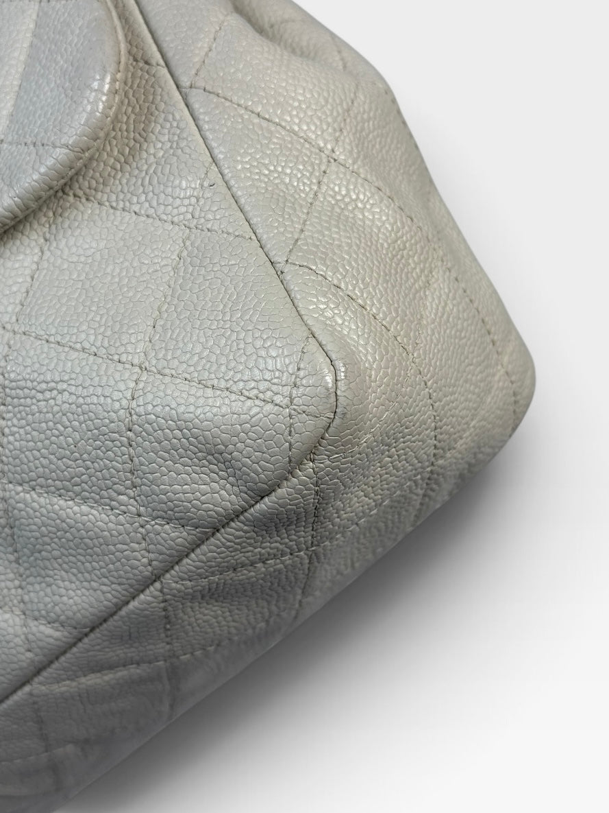 Chanel Reissue Single Flap In Ecru Caviar Leather With Silver Hardware