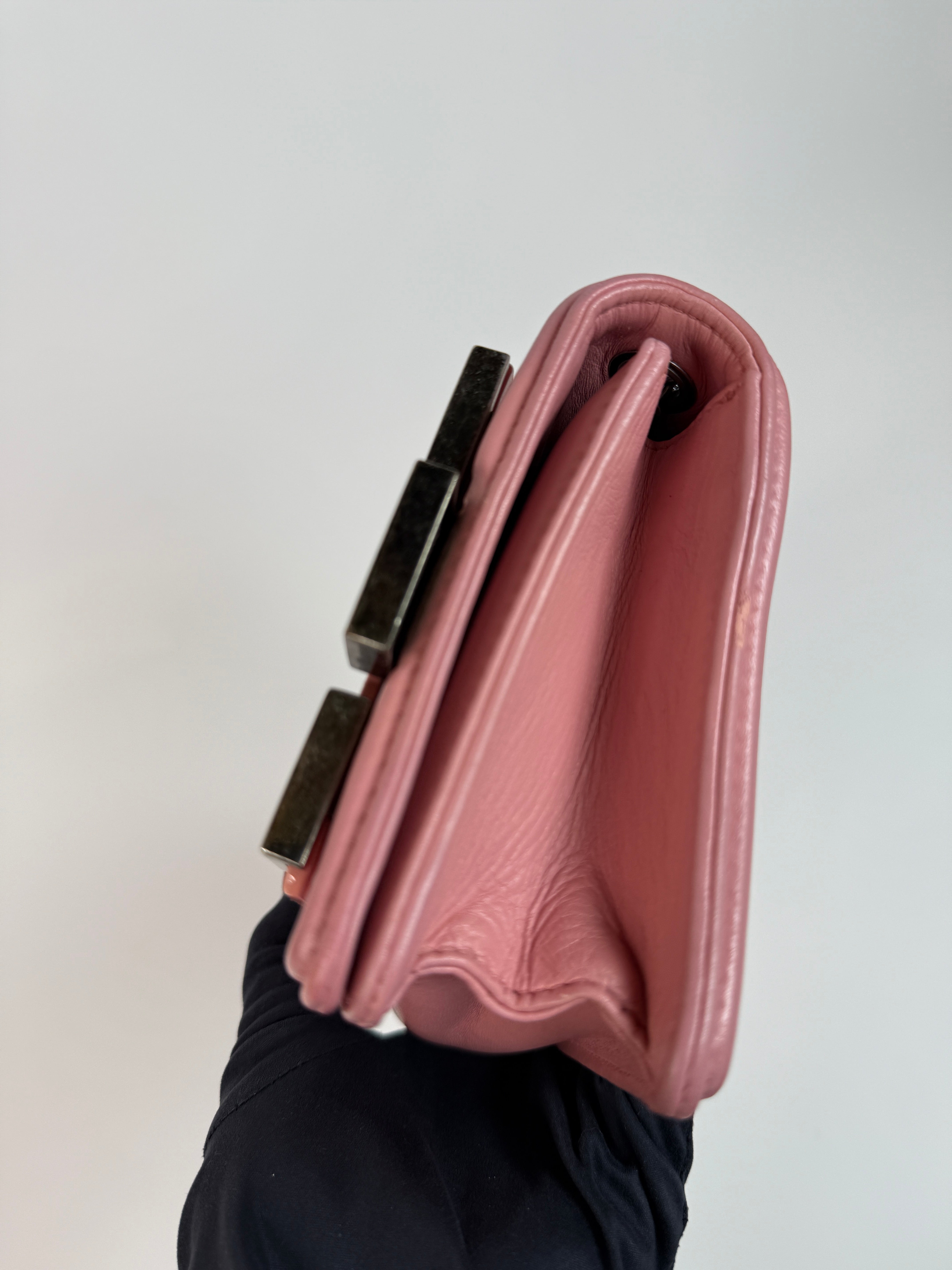 Chanel pink plexiglass Horizontal Boy Brick Bag