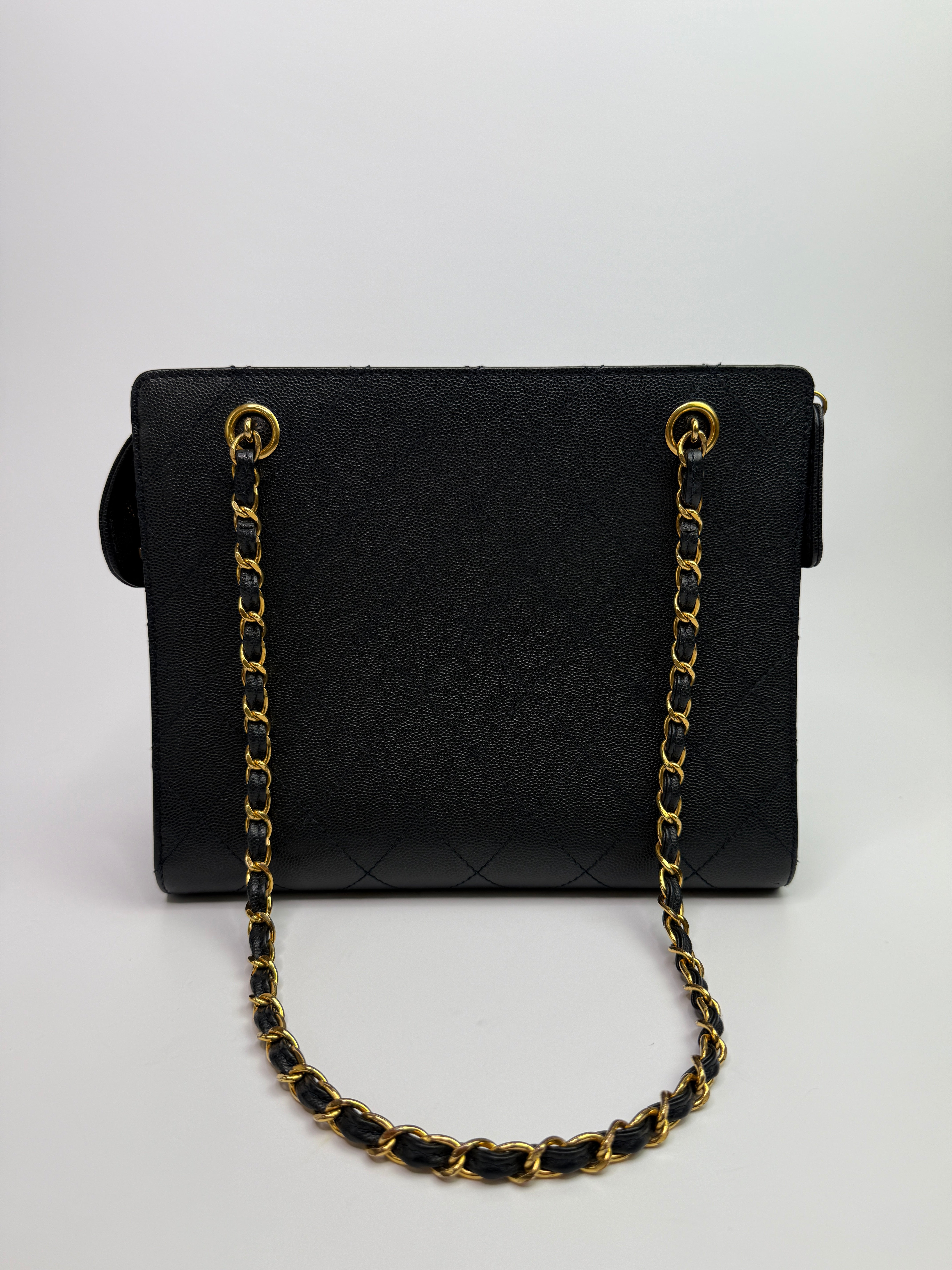 Chanel Vintage Black Caviar Tote Bag
