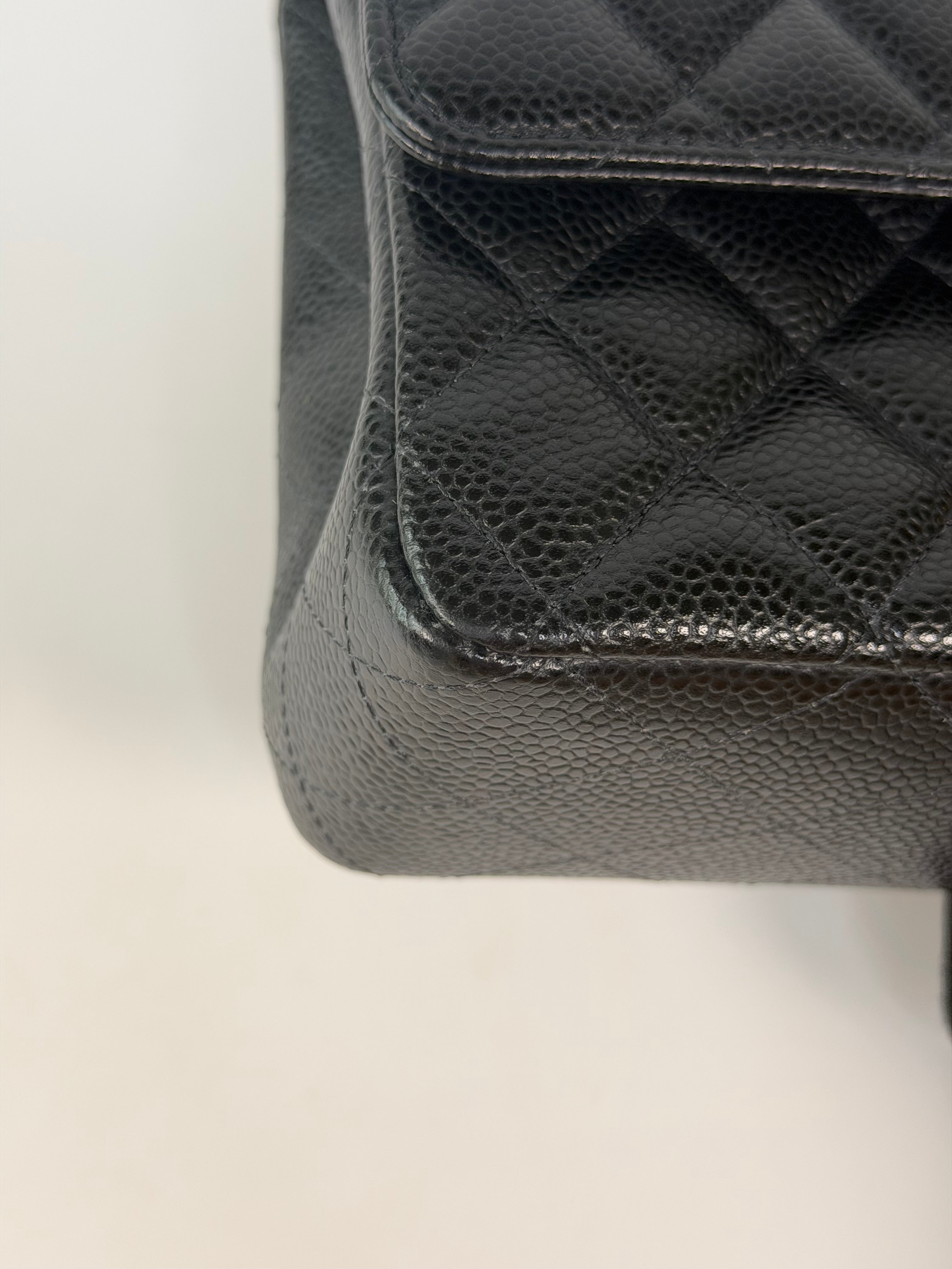 Chanel Medium Classic Double Flap In Black Caviar Leather Gold Hardware 100% authentic and preloved in excellent condition