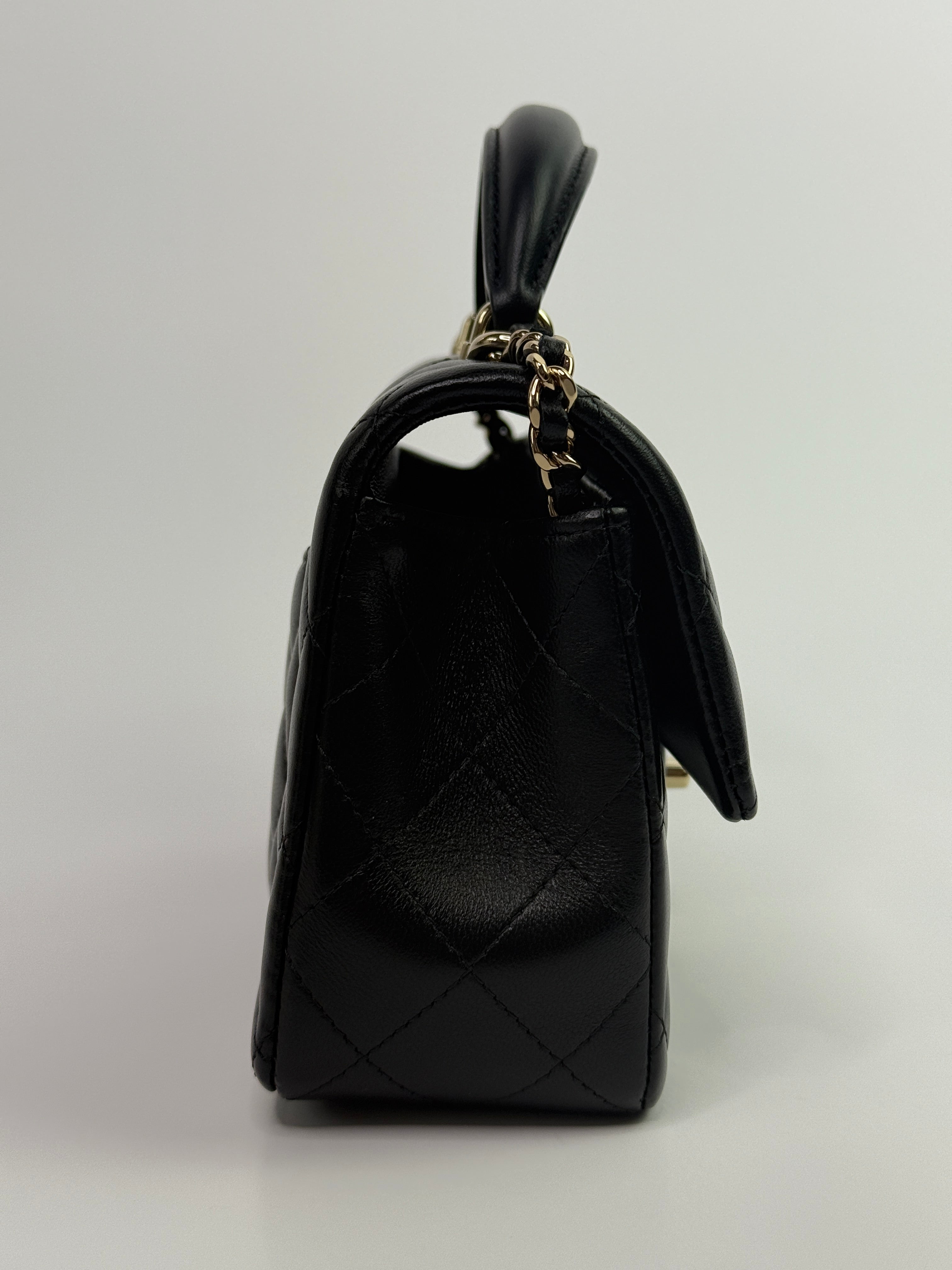 Chanel Mini Rectangle Top Handle In Black Lambskin With PGHW