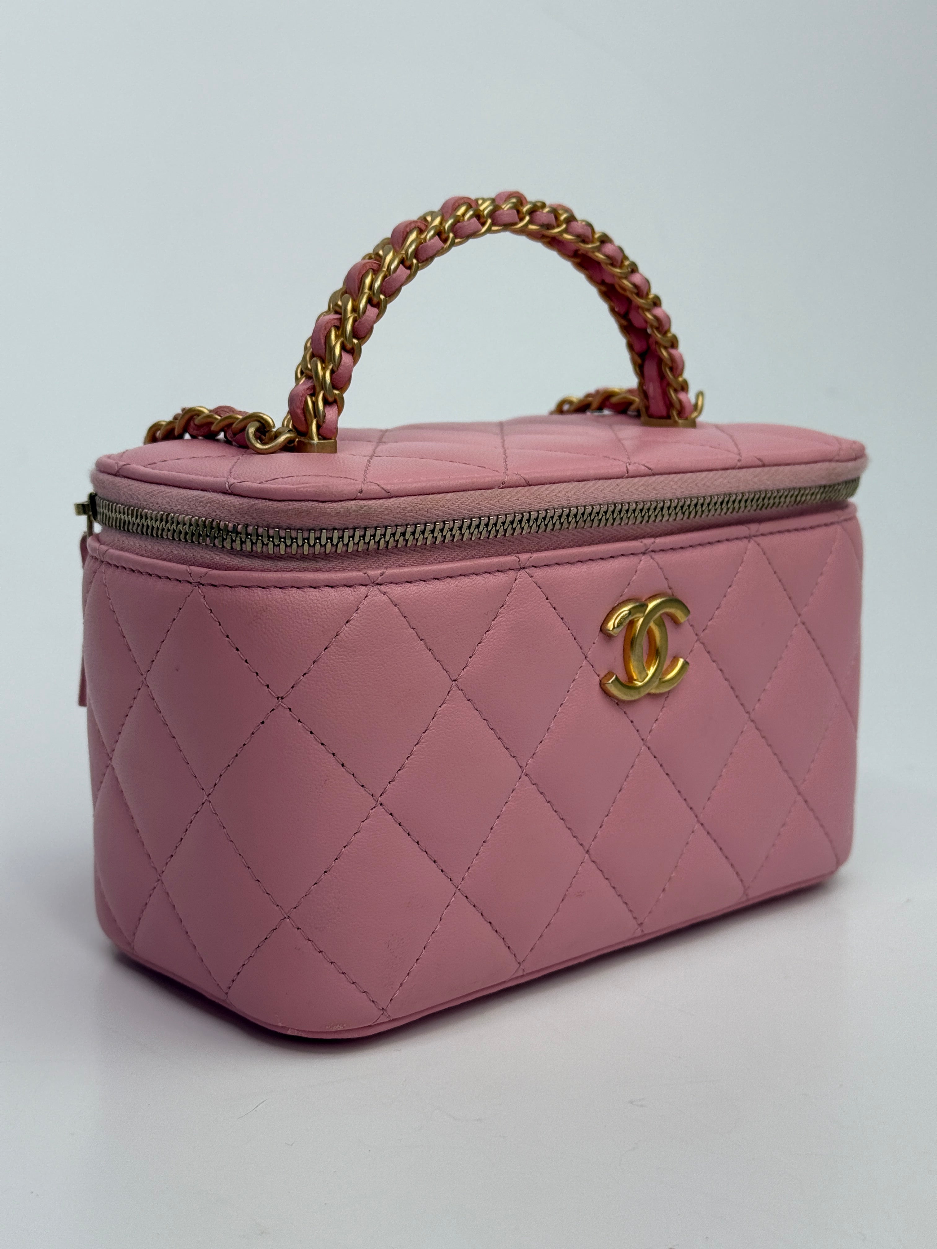 Chanel Vanity Rectangular with Top Handle Pink Lambskin GHW