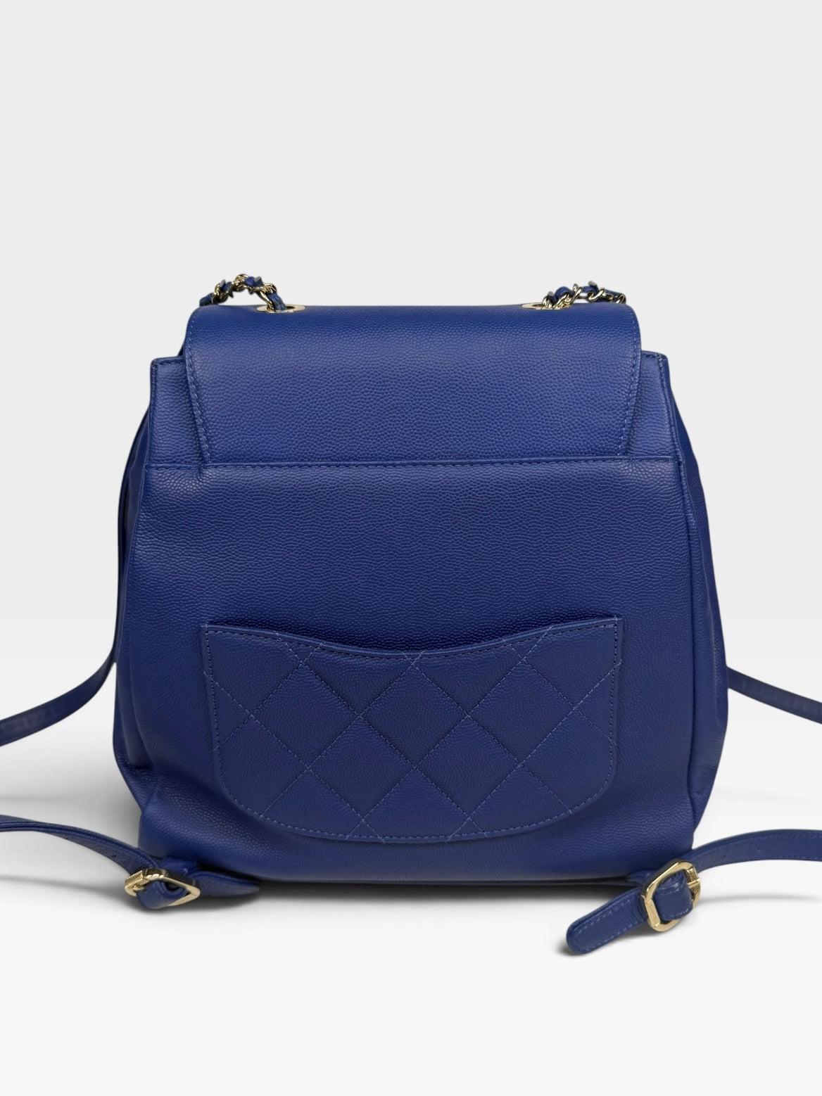 Chanel Affinity Backpack In Blue Caviar Leather With Gold Hardware. 100% authentic and pre loved in excellent condition.