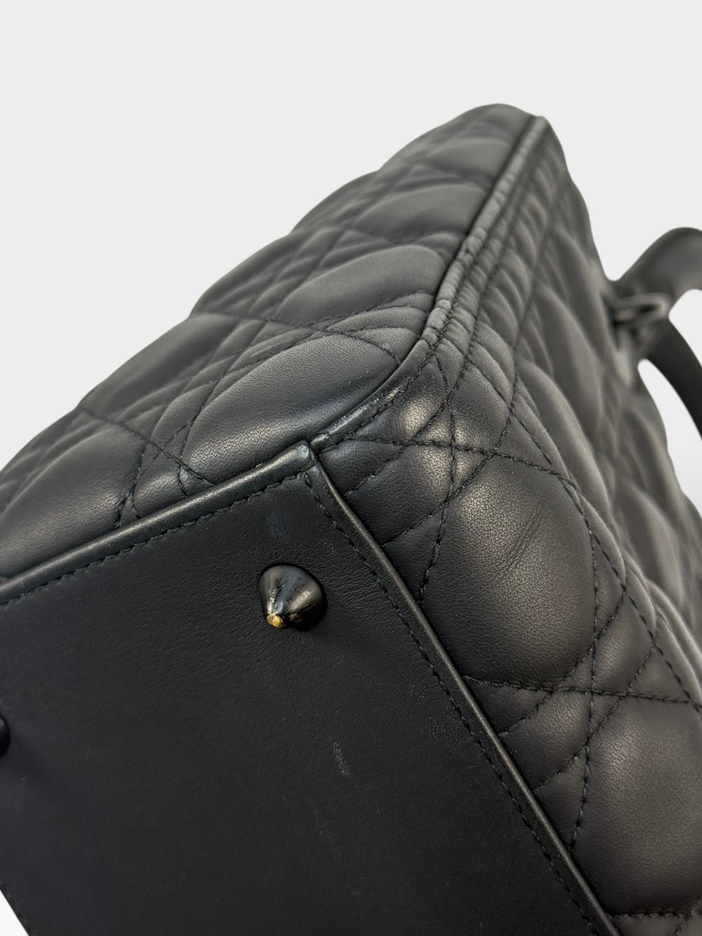 Christian Dior Medium Lady Dior In Matte Black With Black Hardware