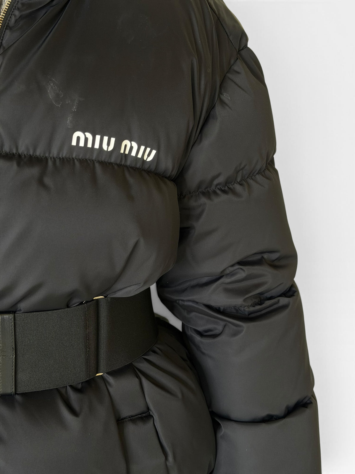Miu Miu Long Puffer Coat In Black (Size 42/UK10). 100% authentic and preloved in excellent condition
