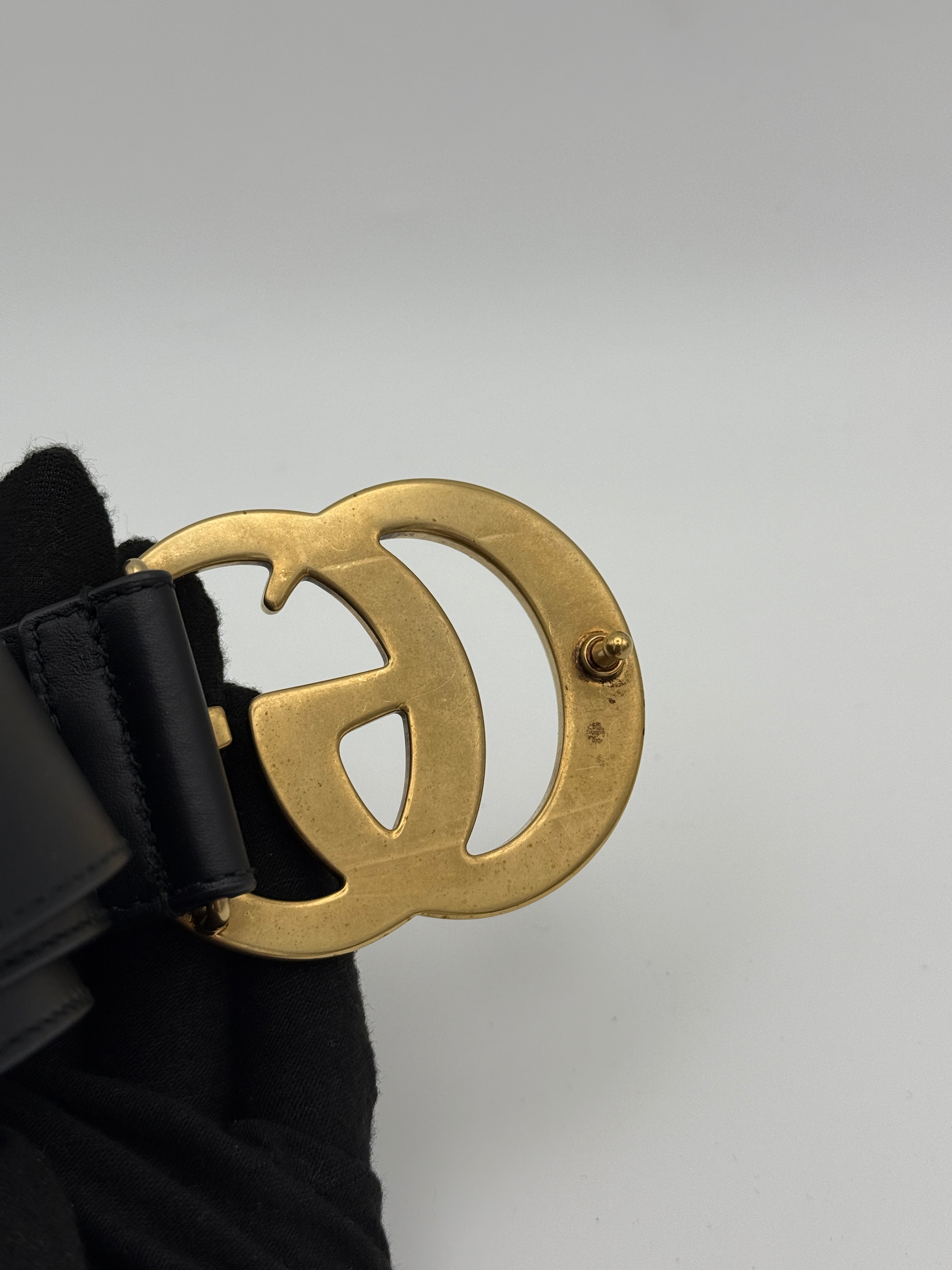 Gucci GG Marmont Belt Black Leather Gold buckle Authentic and preloved
